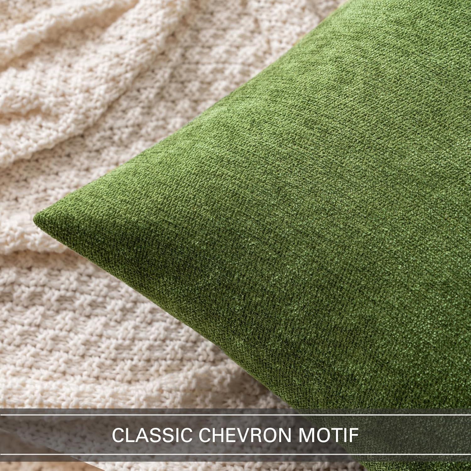 Moss Green Chenille 18x18 Inch Decorative Pillow Covers