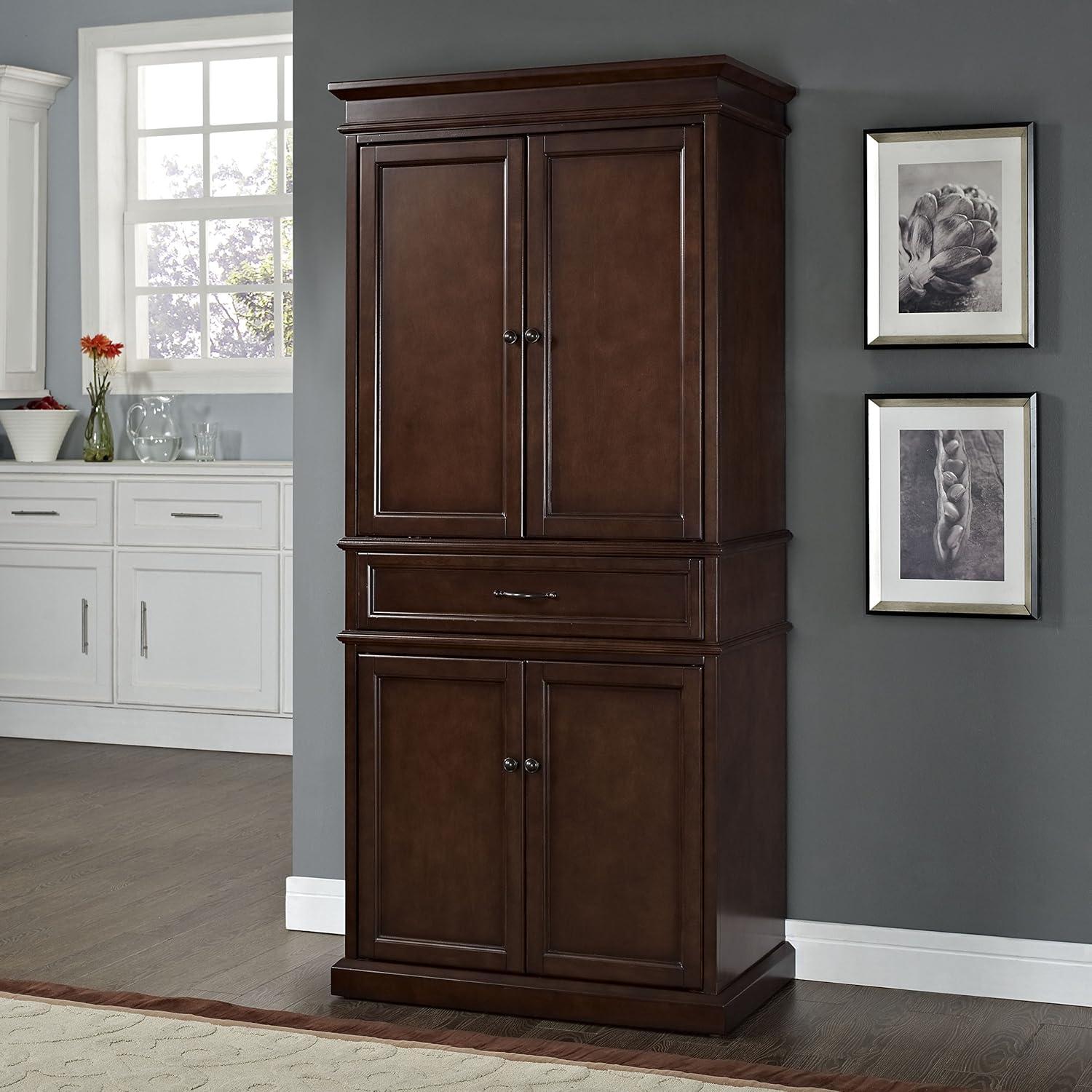 Parsons Pantry Storage Wood/Mahogany - Crosley: Adjustable Shelving, Drawer, Traditional Style