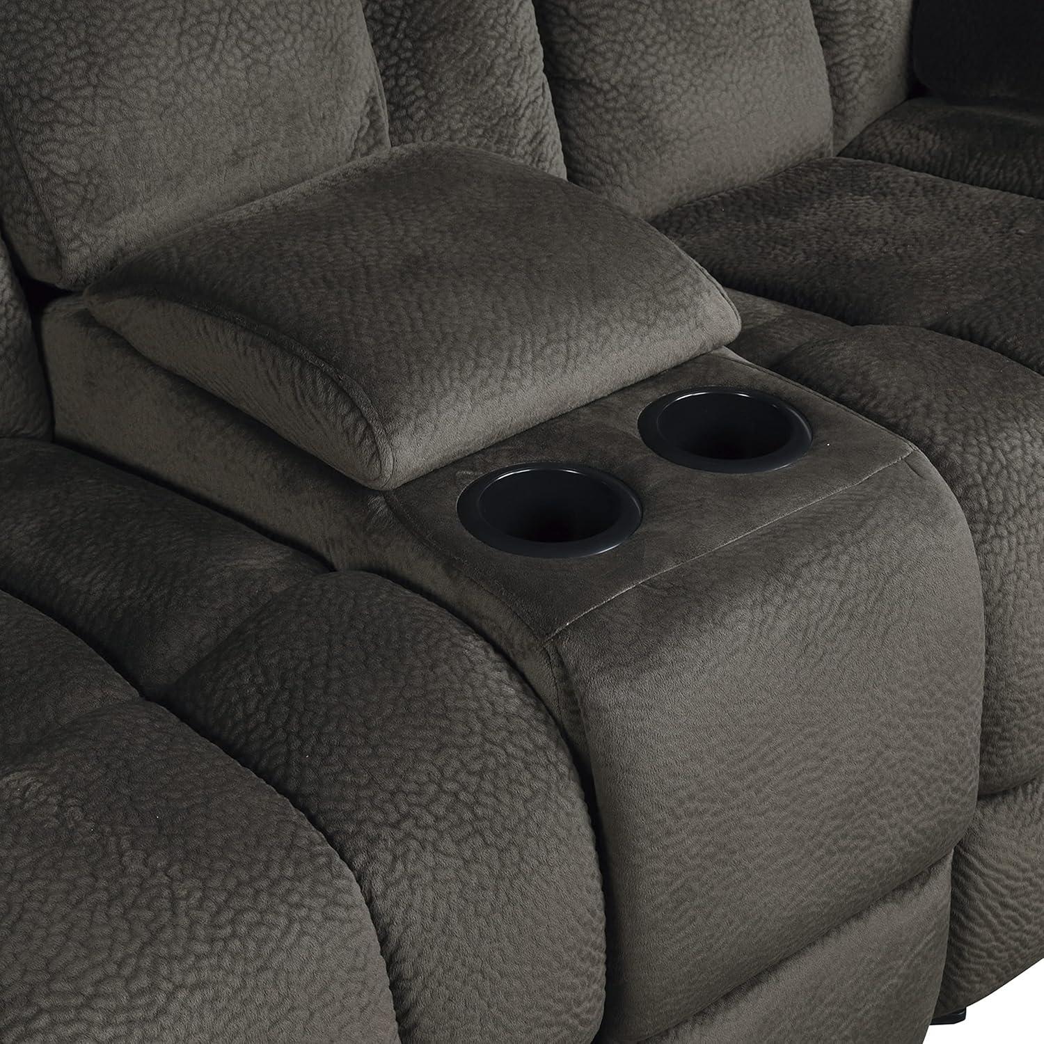 Chocolate Microfiber Reclining Loveseat with Cup Holder