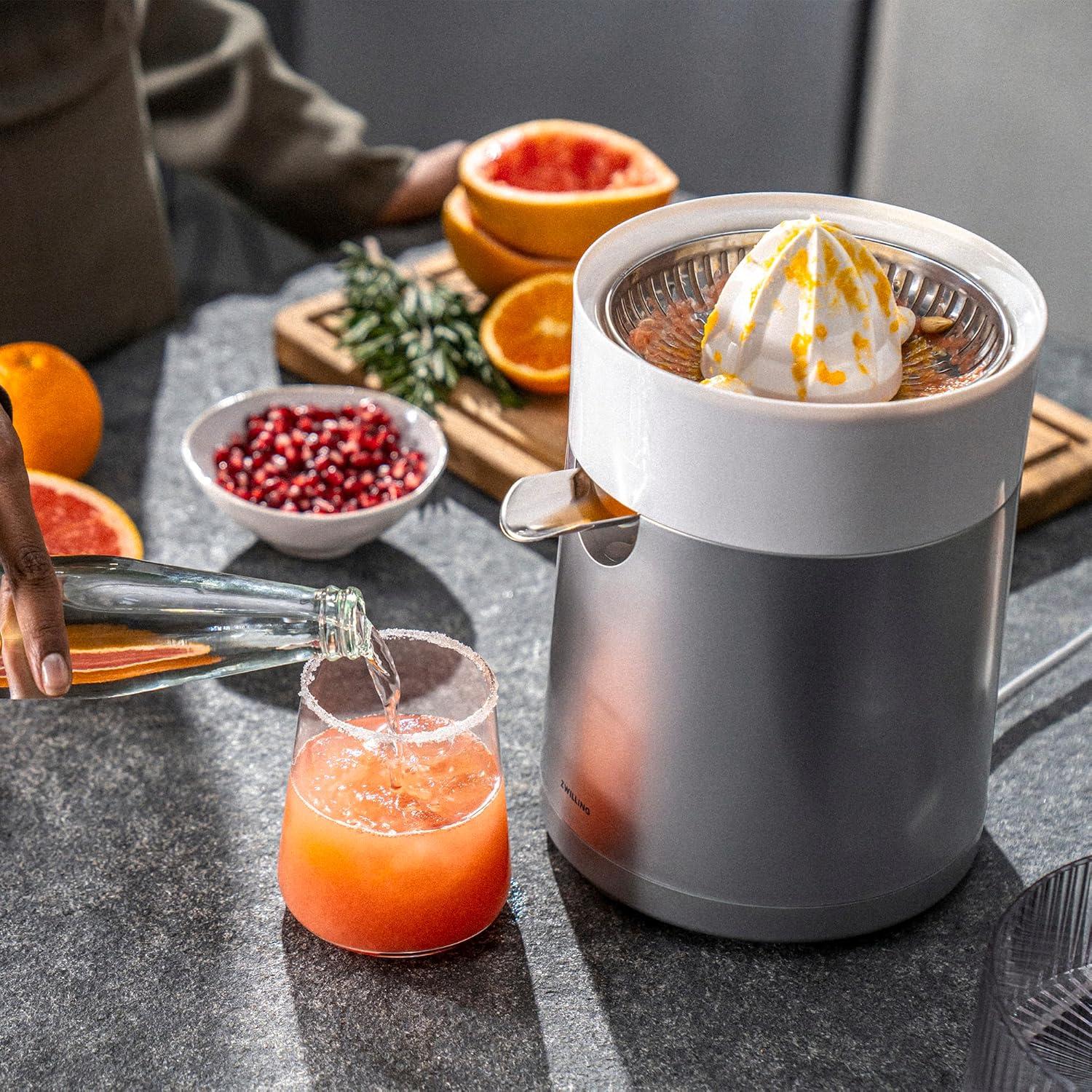 Silver Electric Citrus Juicer with Dual Cone Sizes