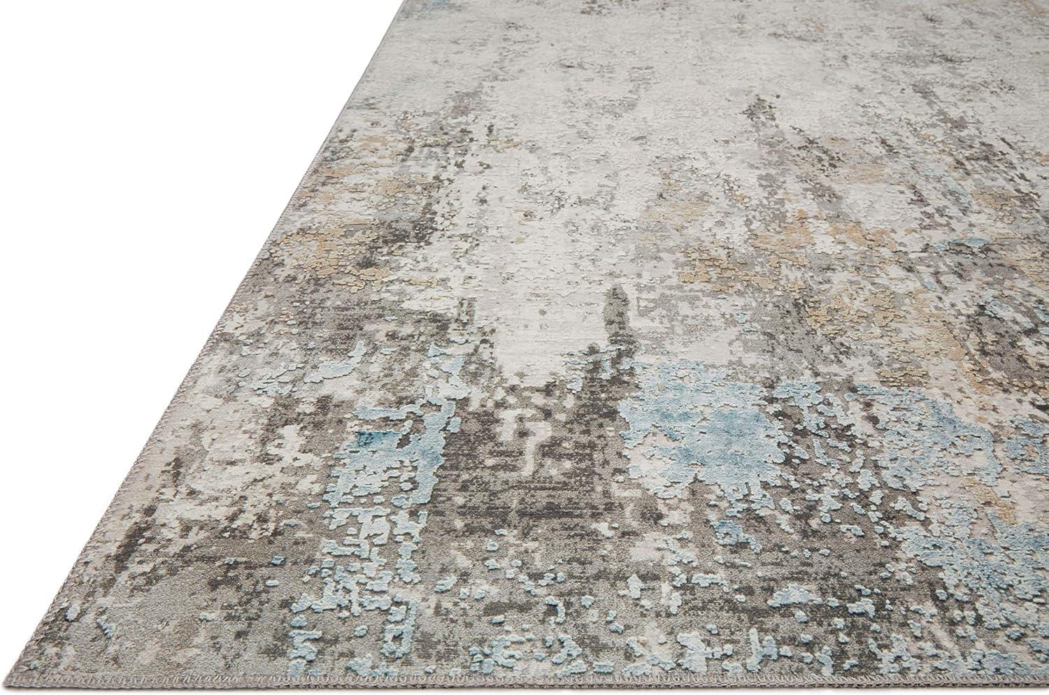 Abstract Gray and Antique White 8' x 10' Synthetic Area Rug