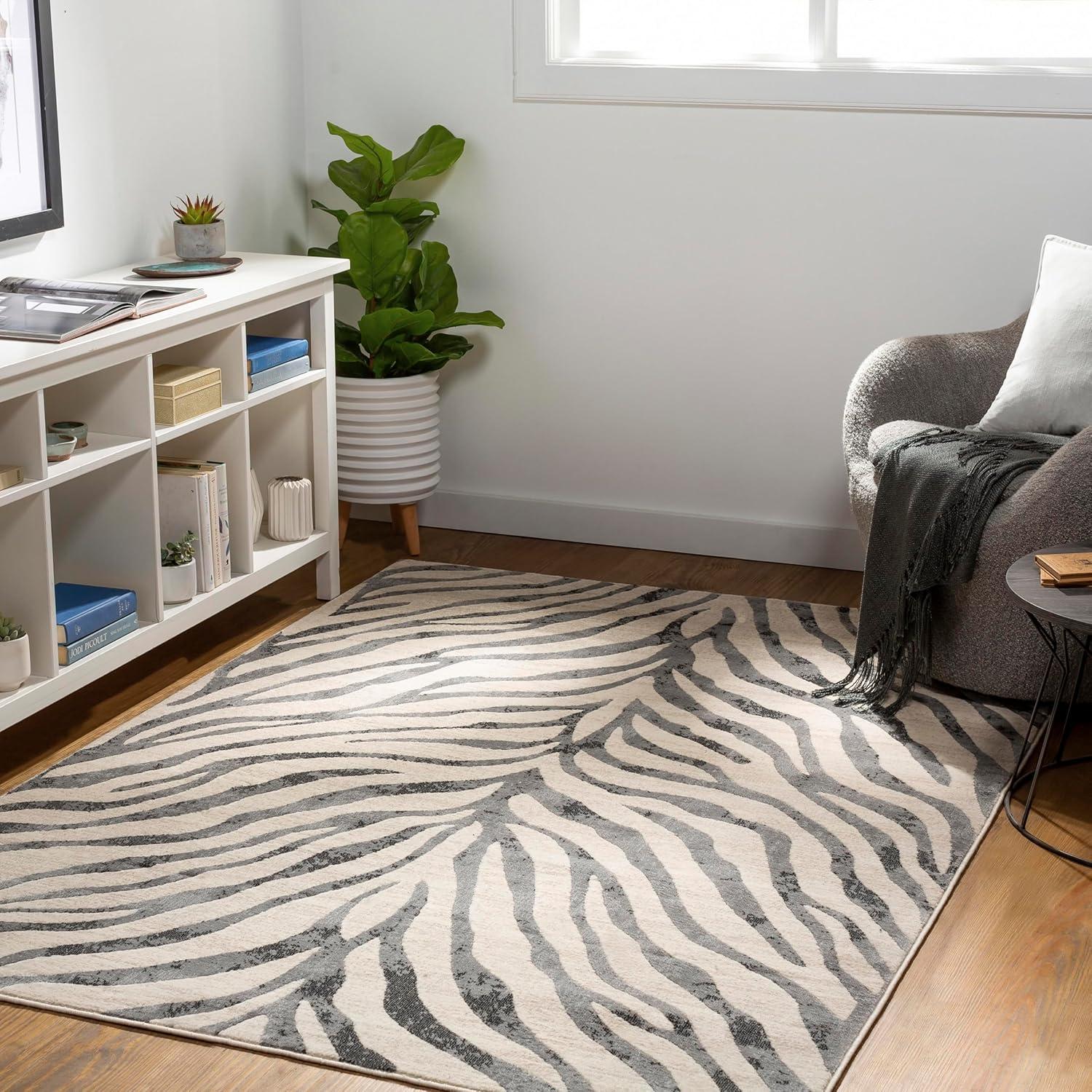 Mark & Day Vossen 5'3"x7'3" Rectangle Woven Indoor and Outdoor Area Rugs Medium Gray