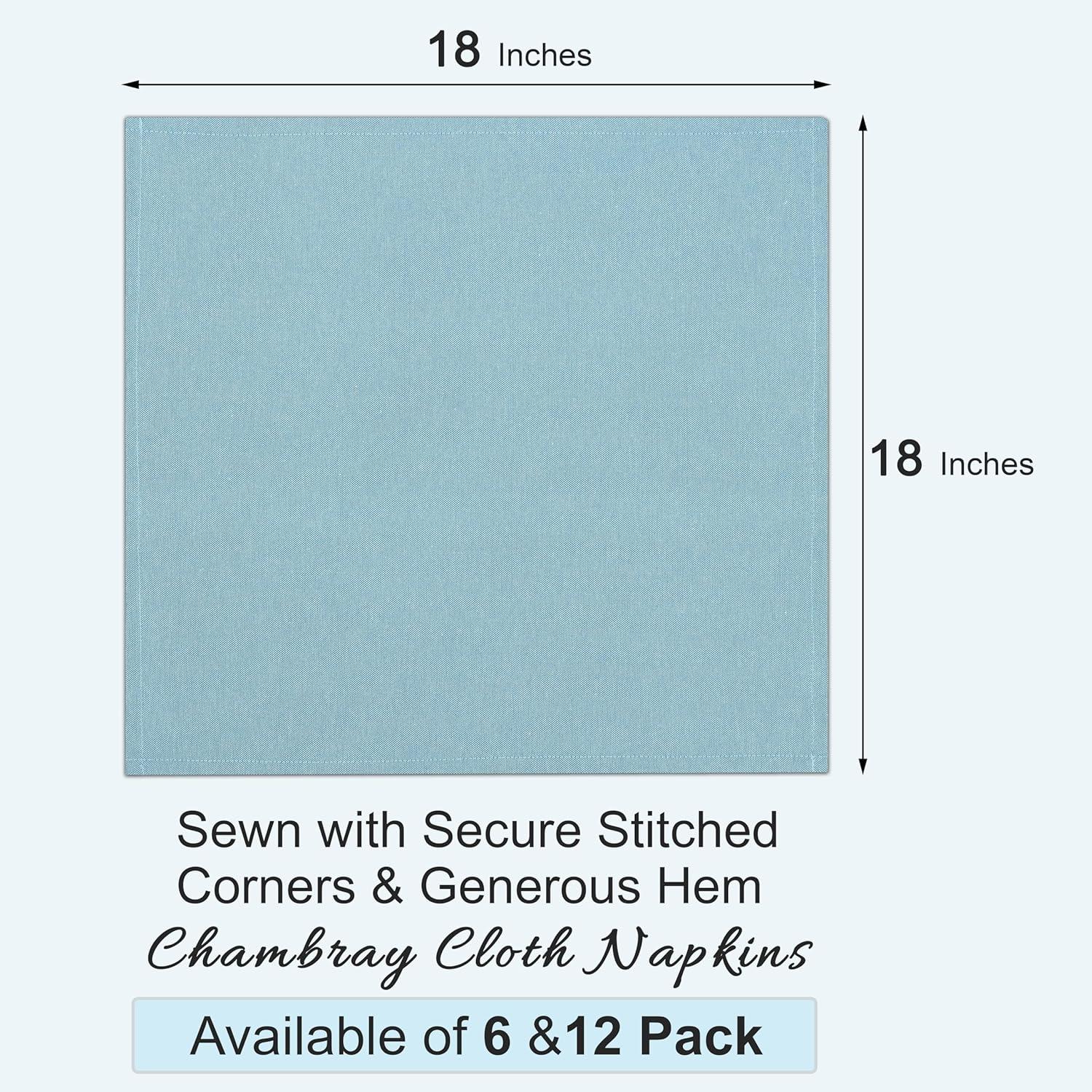 Ruvanti Poly Cotton Square Cloth Napkins Chambray Fabric (Set of 12)