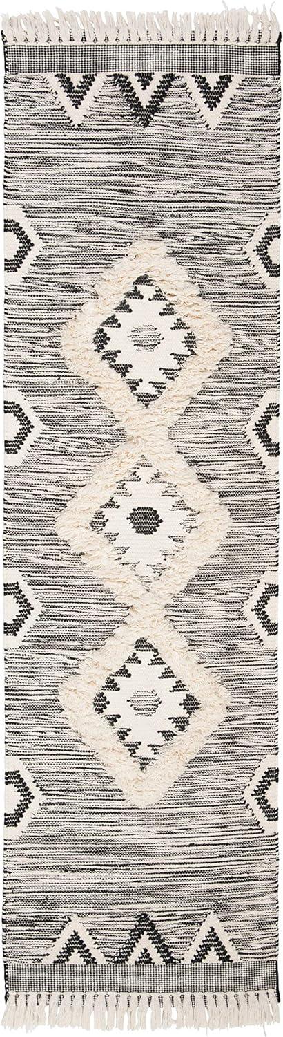 Kenya Tribal Black Wool 27" Hand-Knotted Decorative Runner