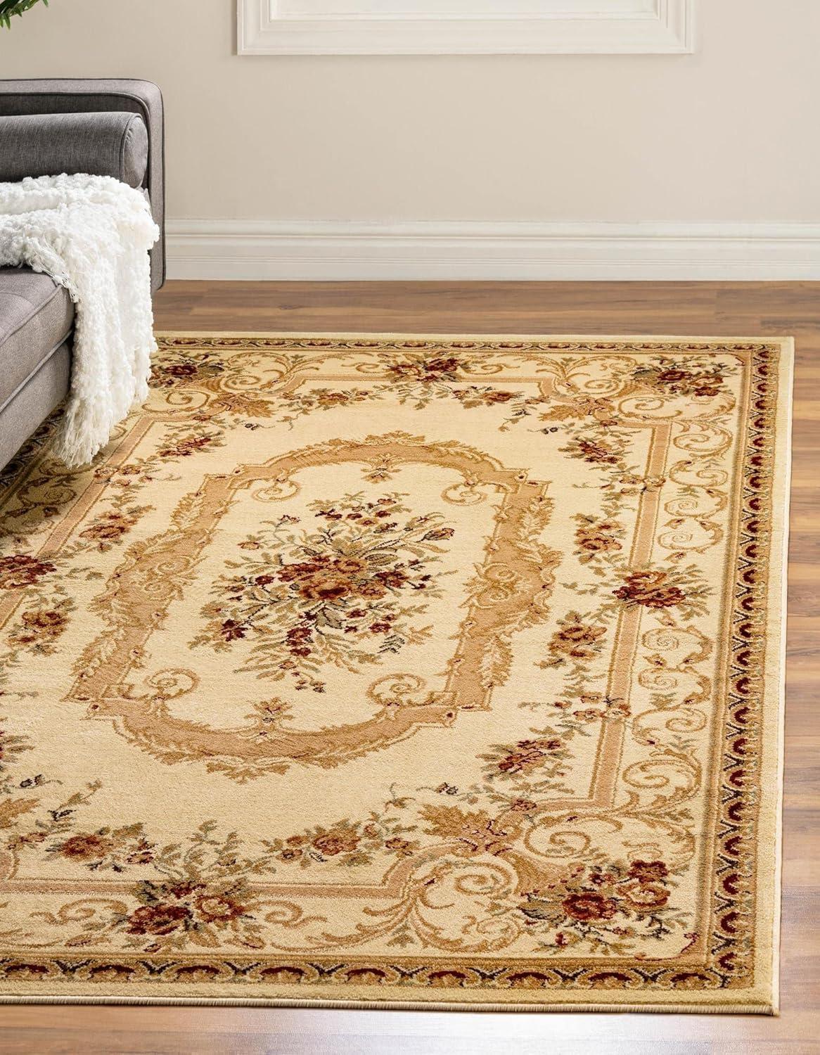 Debora Cream and Red Oriental Rectangular Area Rug