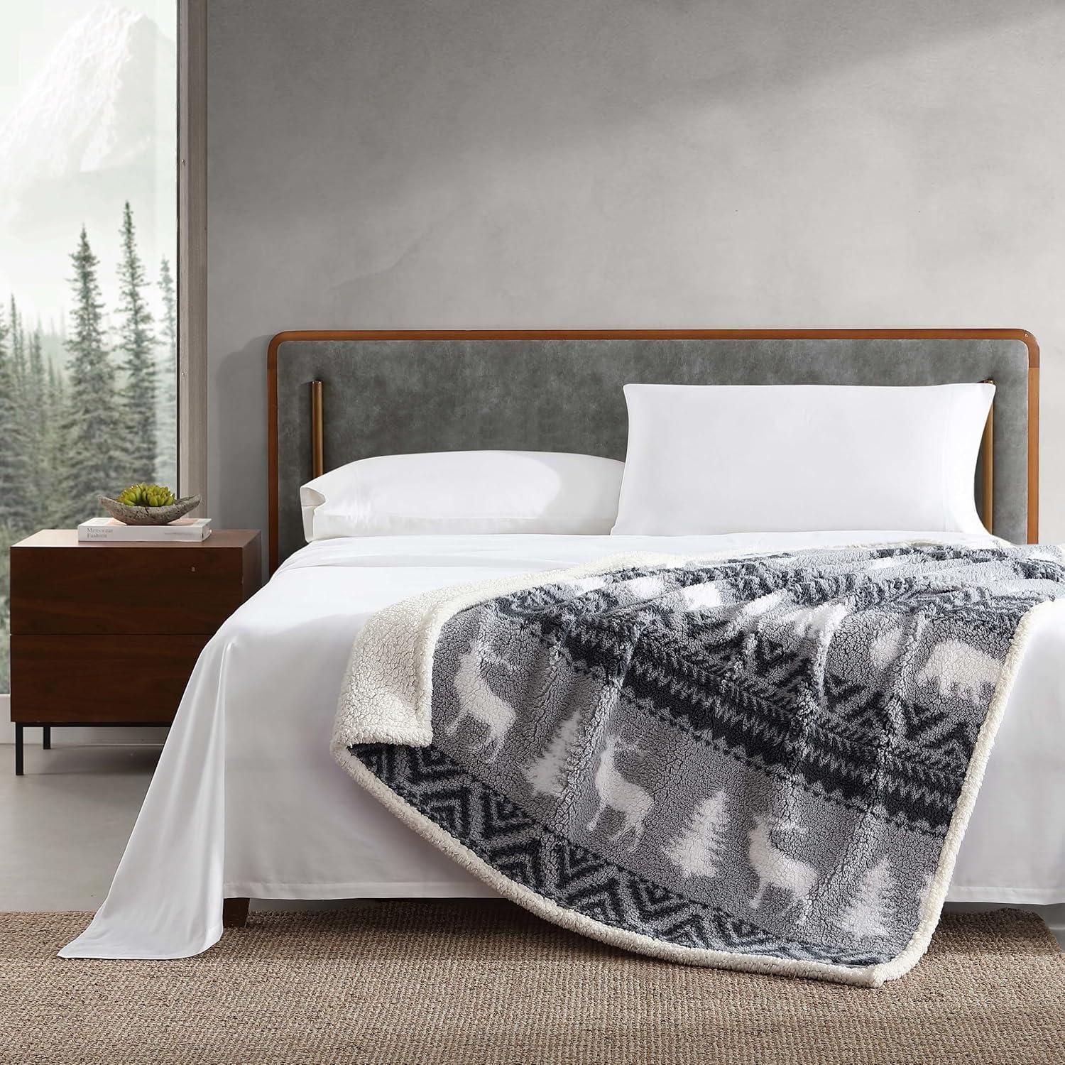 Eddie Bauer Eddie Bauer Printed Sherpa Reversible Throw Blankets