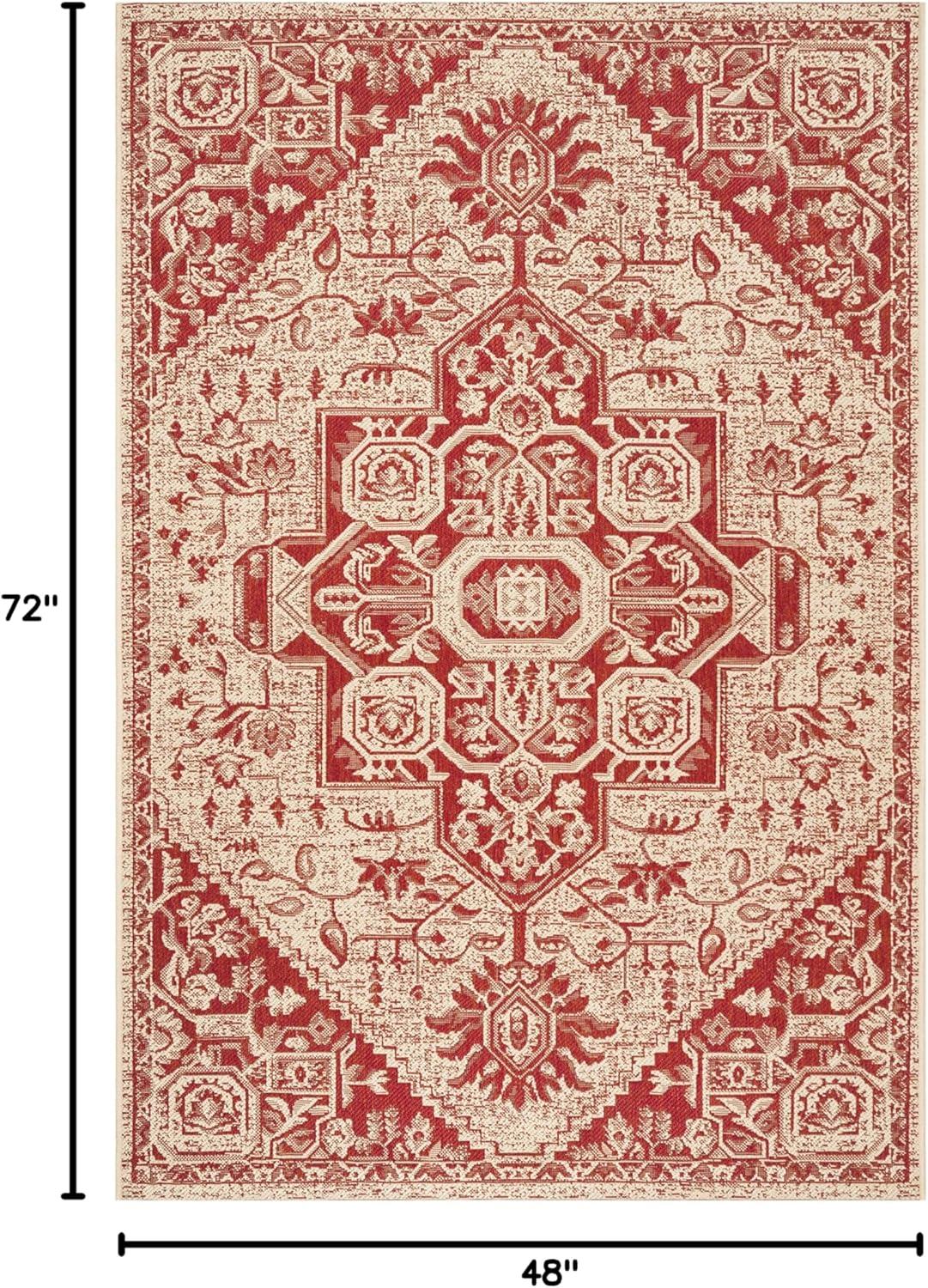 SAFAVIEH Beach House Jose Geometric Indoor/Outdoor Area Rug Red/Cream, 4' x 6'