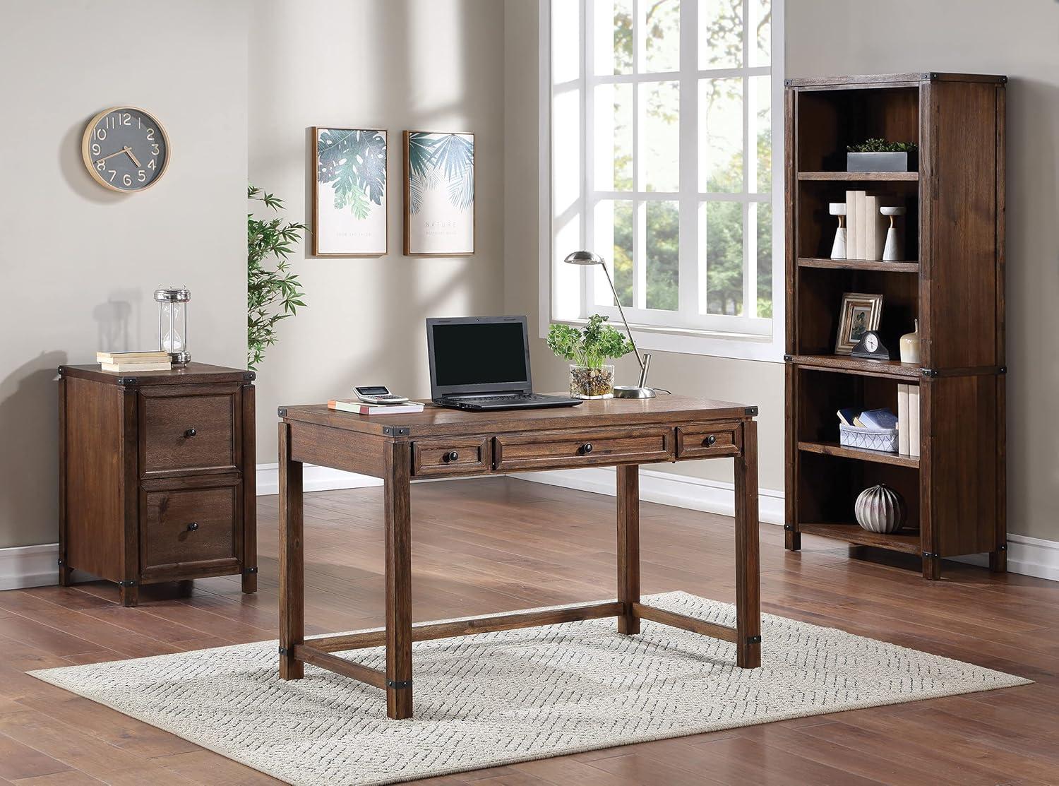 Baton Rouge 72" Bookcase in Brushed Walnut Finish in Engineered Wood