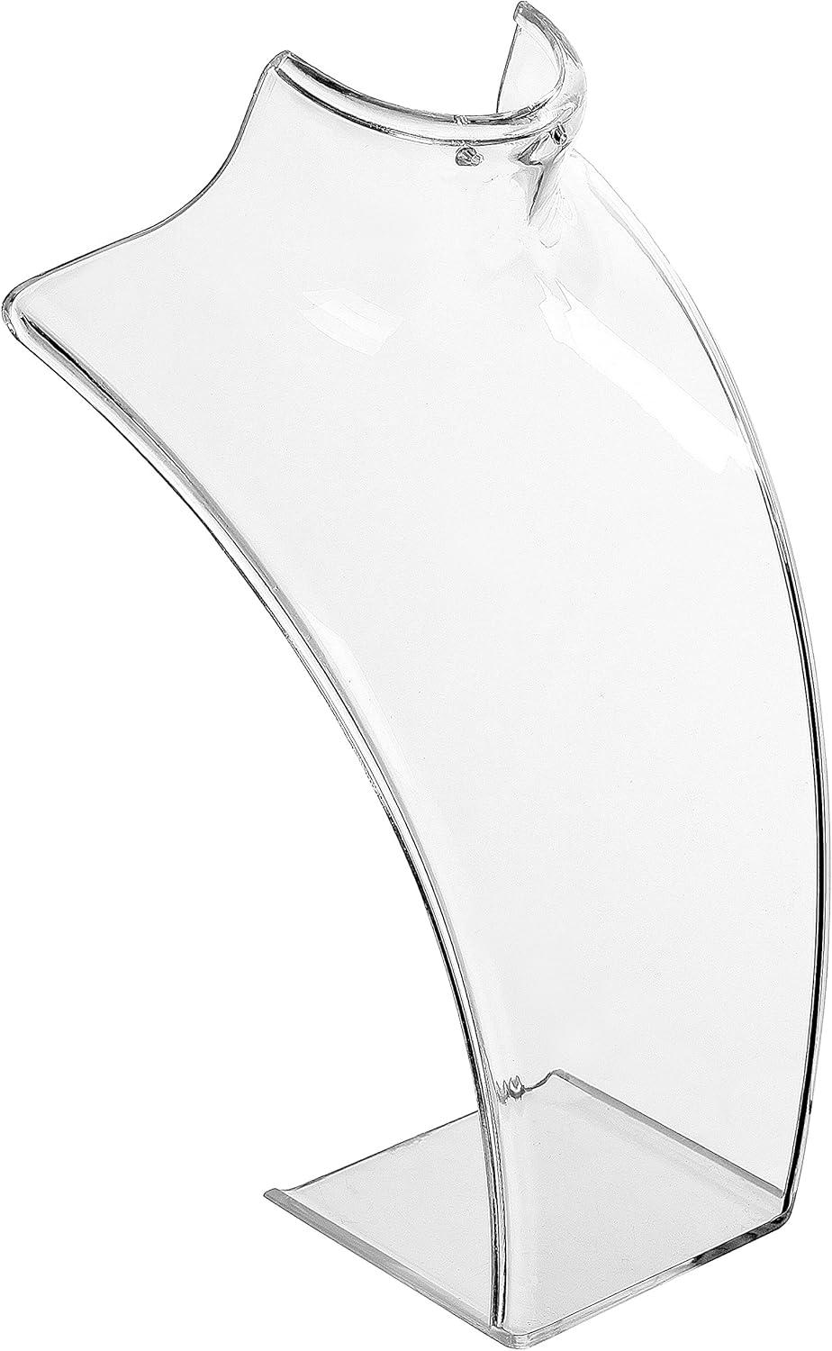 8-Inch Clear Acrylic Necklace & Earring Jewelry 3D Bust Display Stand, Set of 2