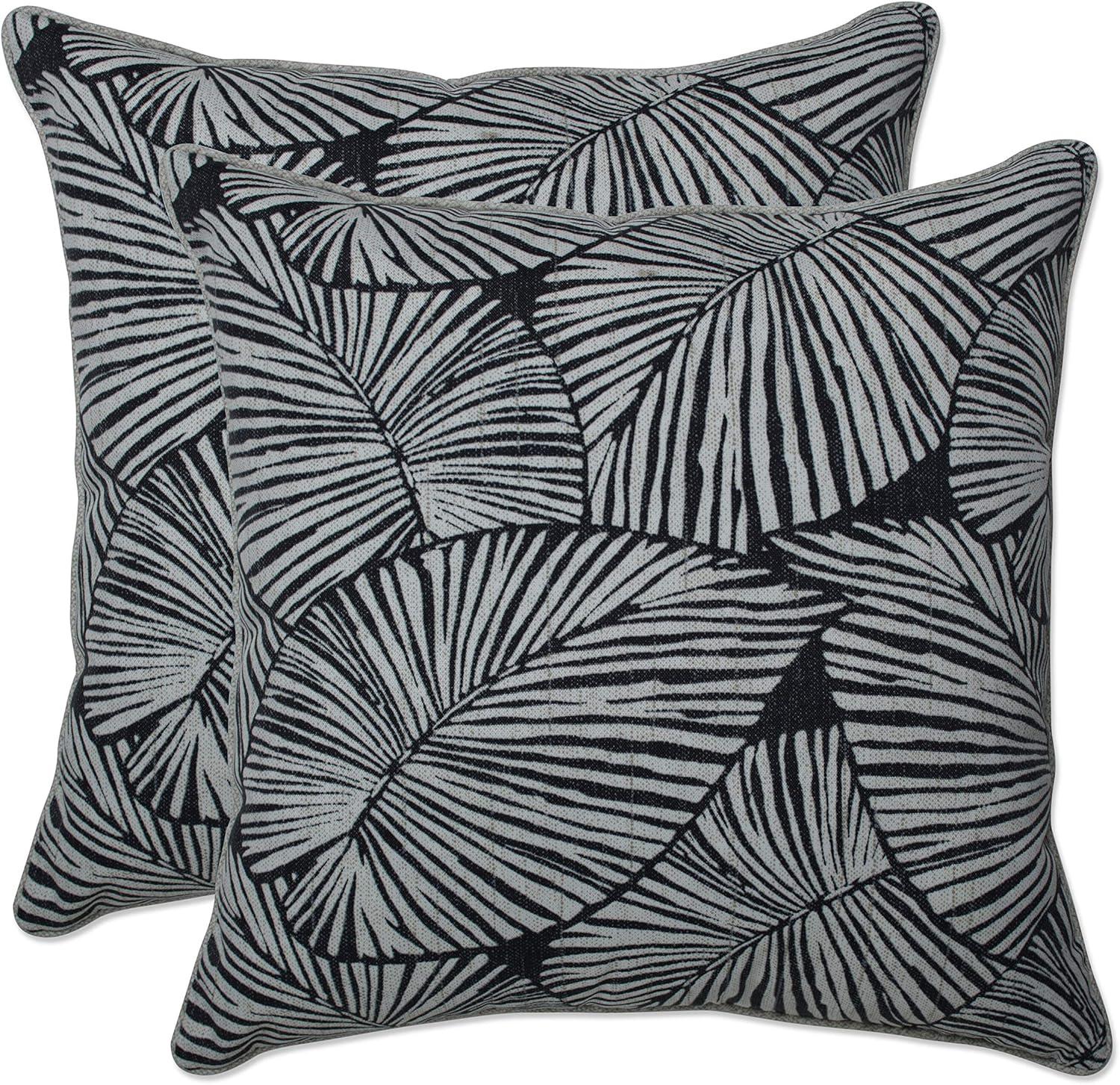 16.5" 2pk Setra Stone Throw Pillows Black - Pillow Perfect: Weather-Resistant, Indoor & Patio Use