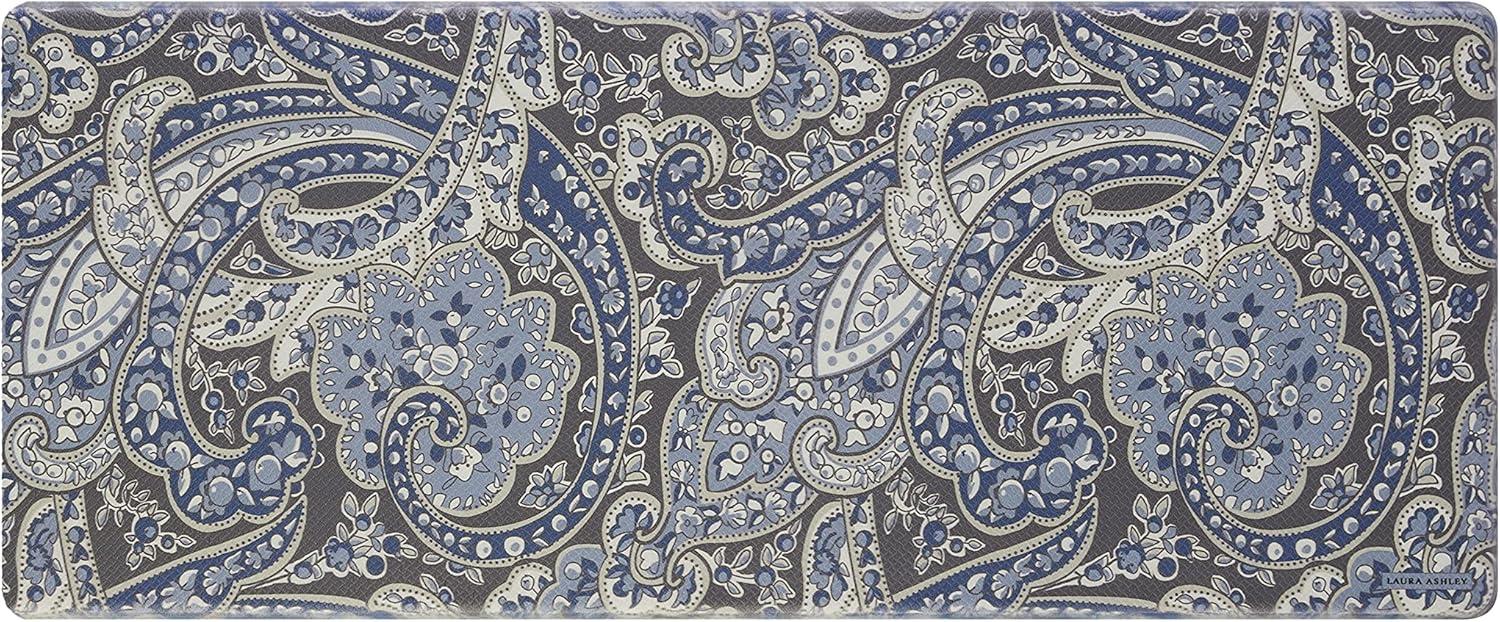 Blue Paisley Anti-Fatigue Kitchen Mat with Non-Slip Backing