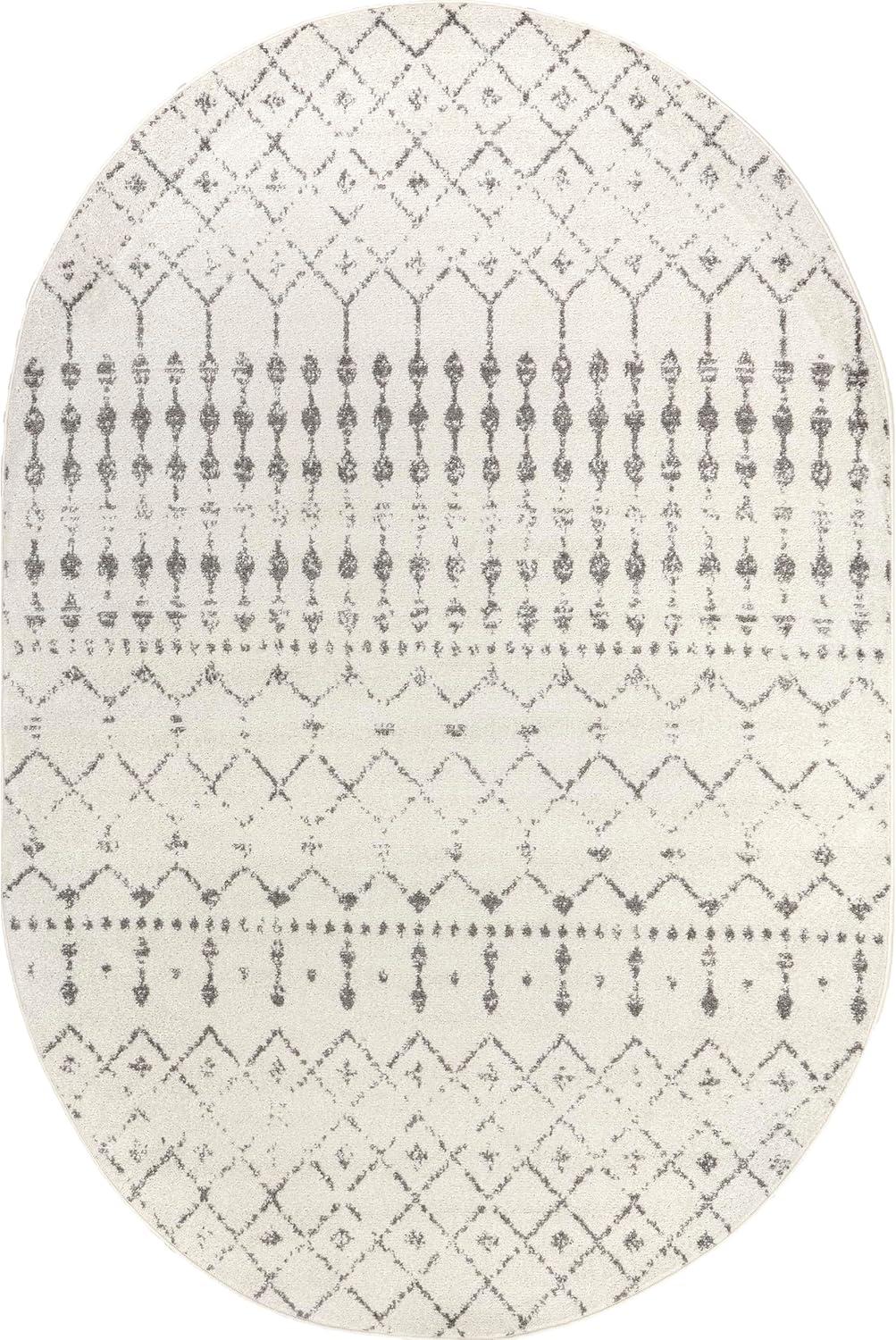 nuLOOM Moroccan Blythe Grey 6' 7" x 9' Transitional Oval Rug