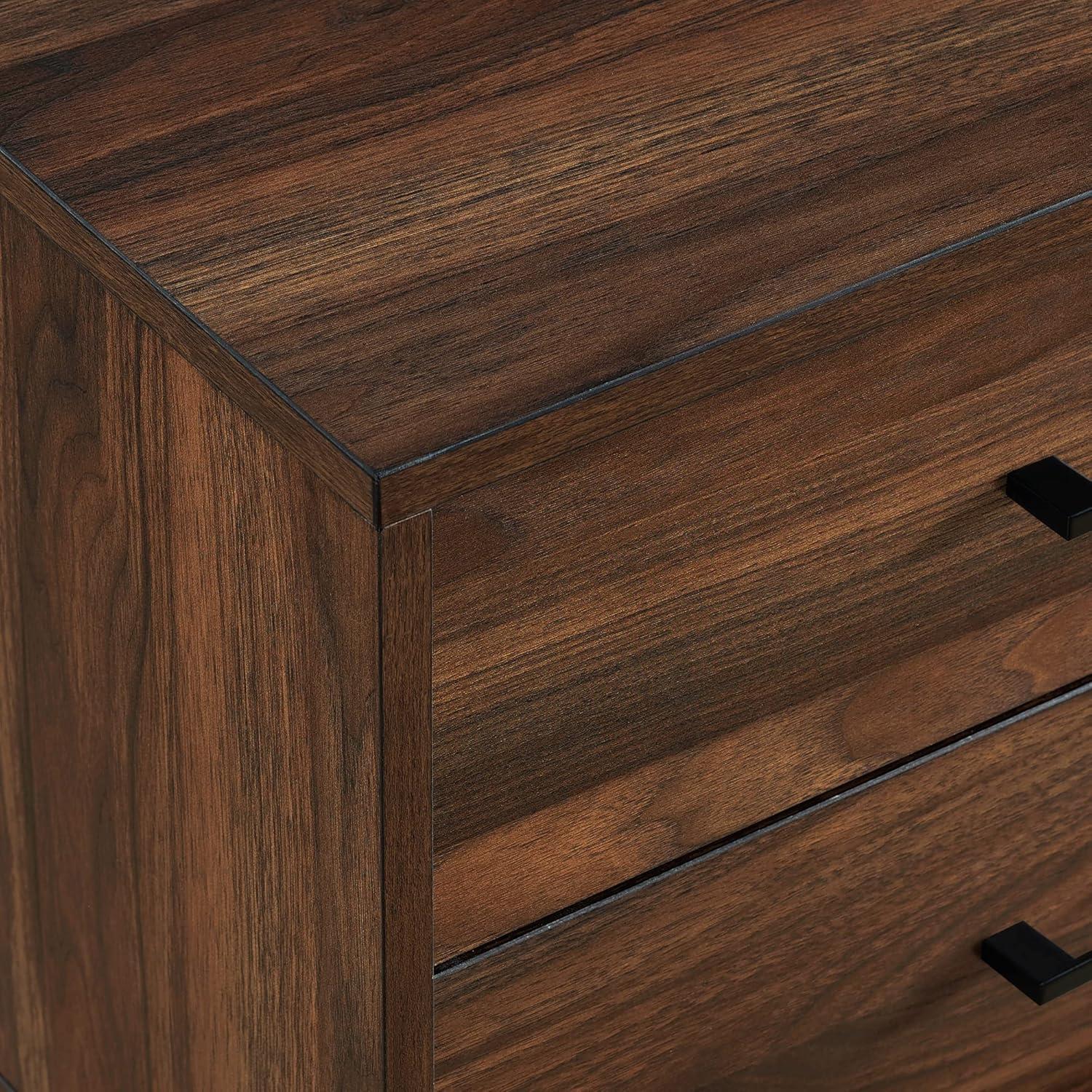 2-Piece 20" Two-Drawer Bedroom Nightstand in Dark Walnut