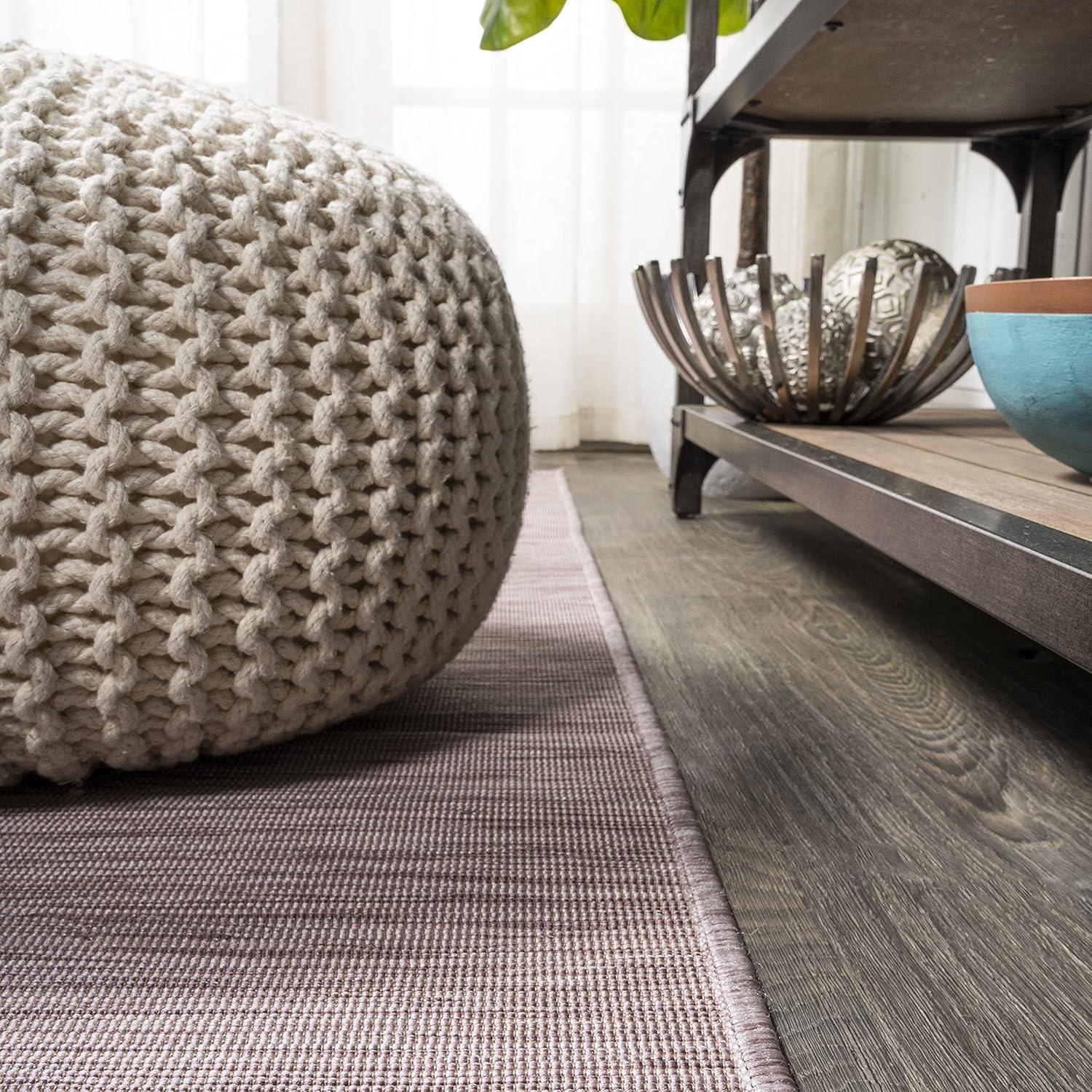 6'x6' Ethan Modern Flatweave Solid  Area Rug, Pink - JONATHAN Y