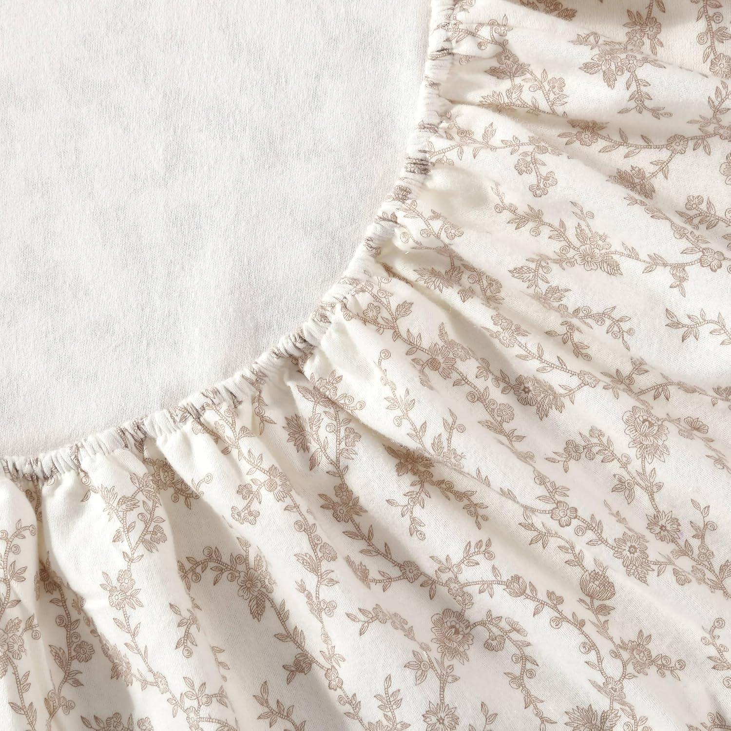 Laura Ashley Victoria Flannel Sheet Set Queen - Beige