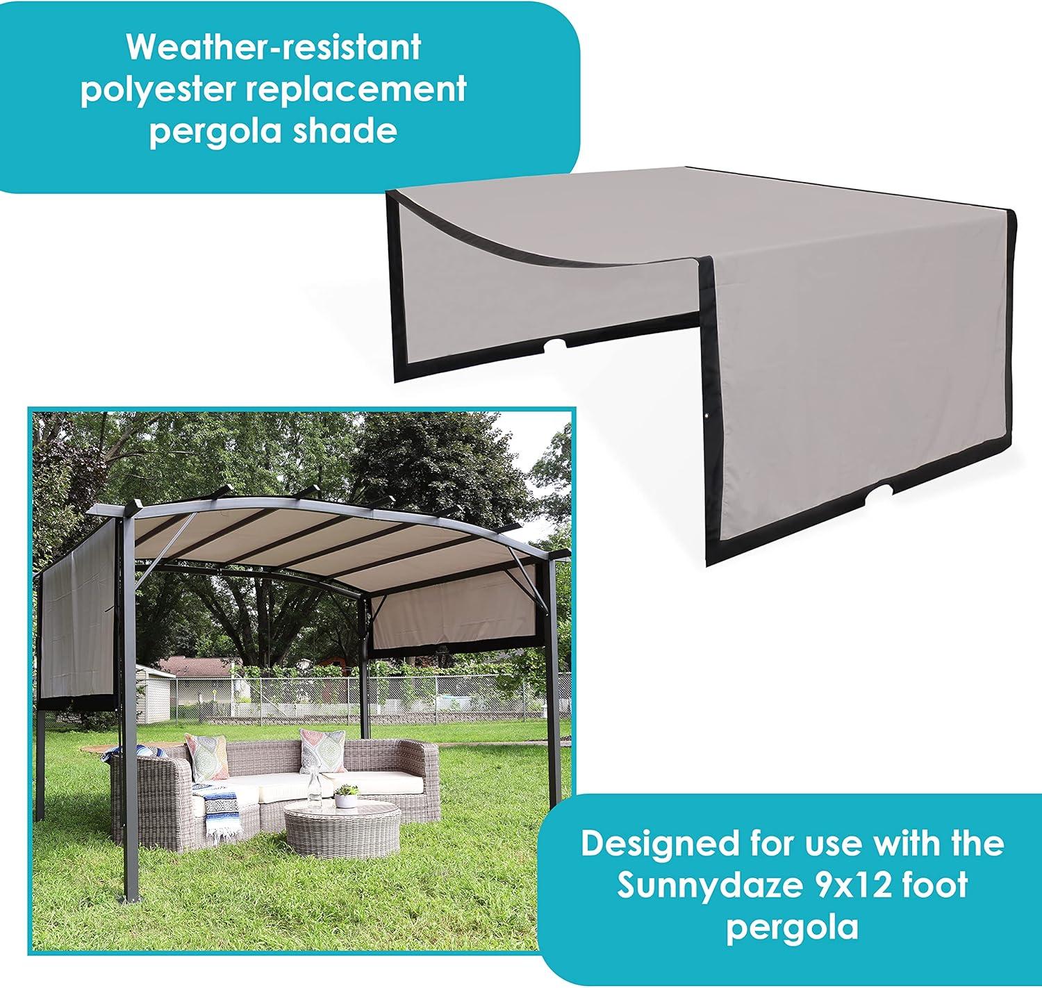 Sunnydaze 9 x 12 Polyester Retractable Pergola Canopy Shade