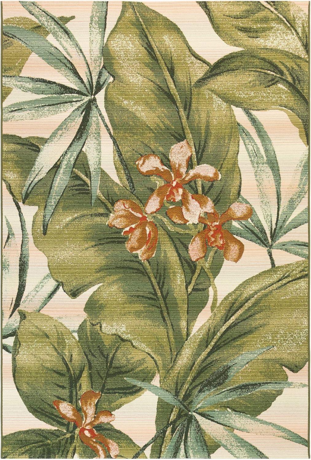 Liora Manne Marina Tropical Leaf Indoor/Outdoor Rug Cream 7'10" x 9'10"
