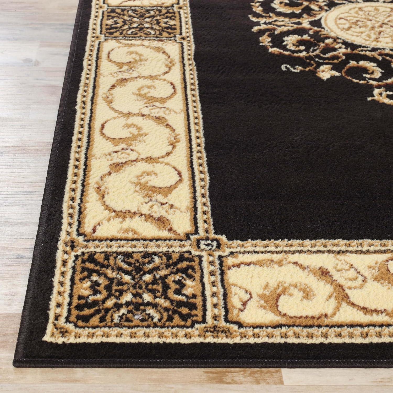 Superior Classic Elegant Floral Medallion Power-Loomed Indoor Area Rug, Coffee, 4' x 6'