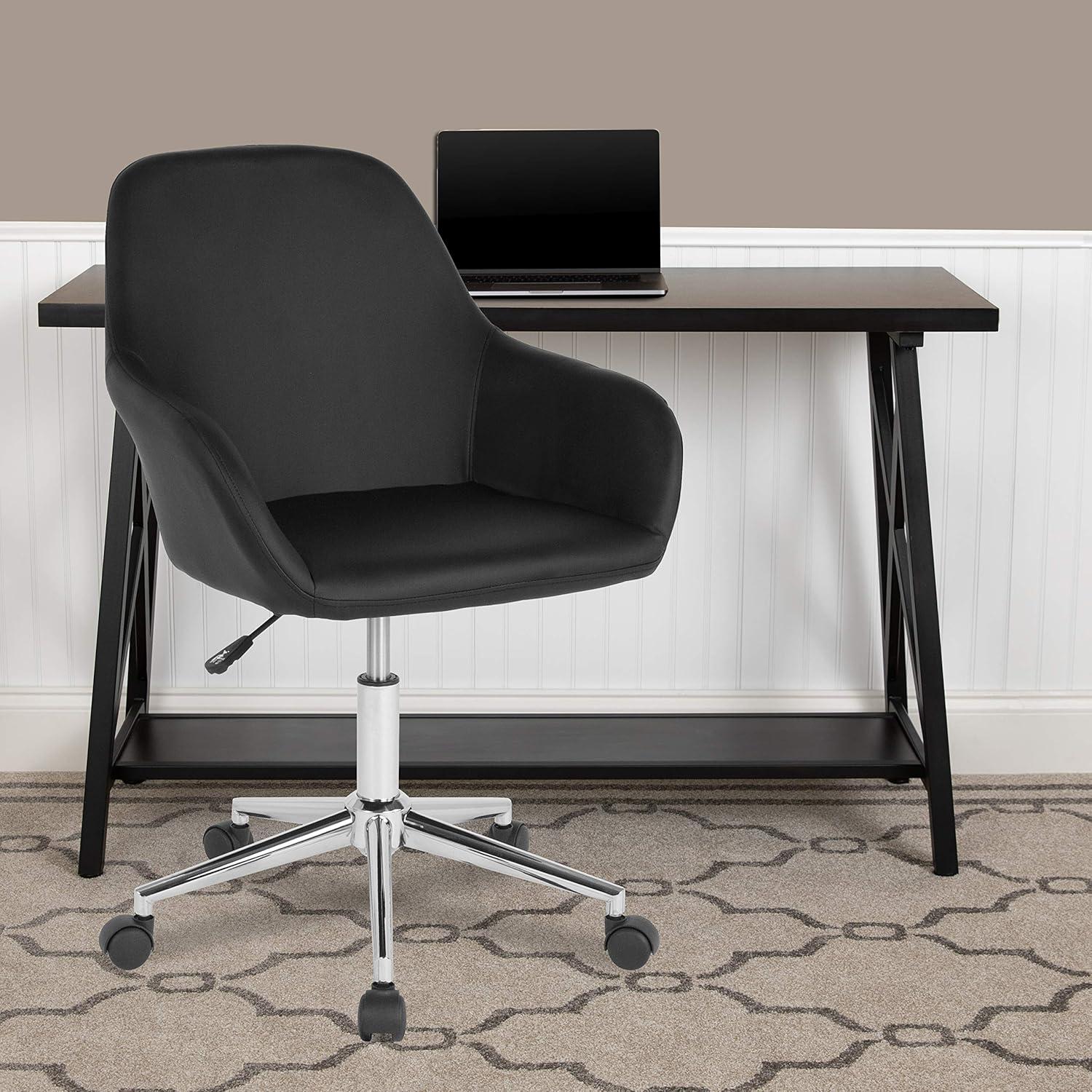 Black LeatherSoft Mid-Back Ergonomic Swivel Task Chair