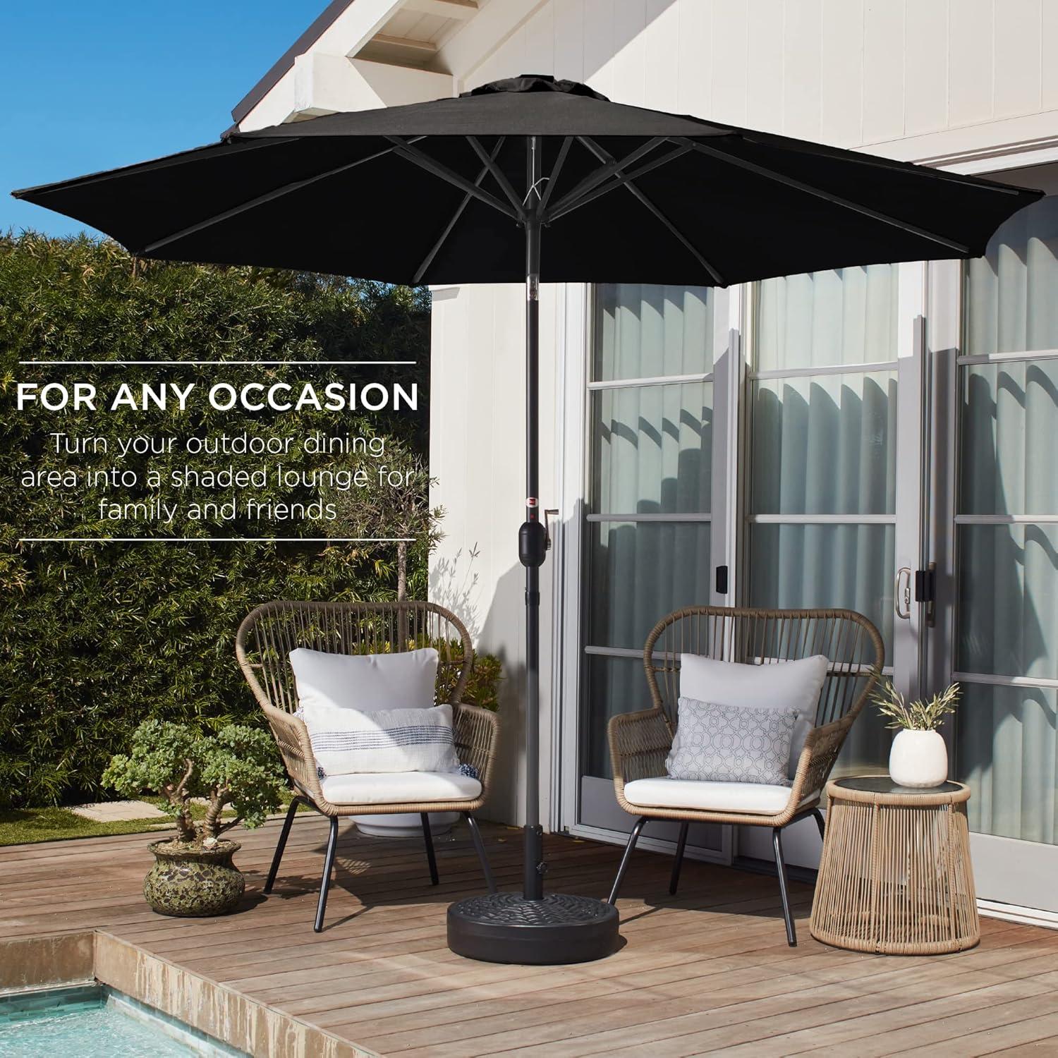 Best Choice Products 10ft Outdoor Steel Market Patio Umbrella w/ Crank, Tilt Push Button, 6 Ribs - Black