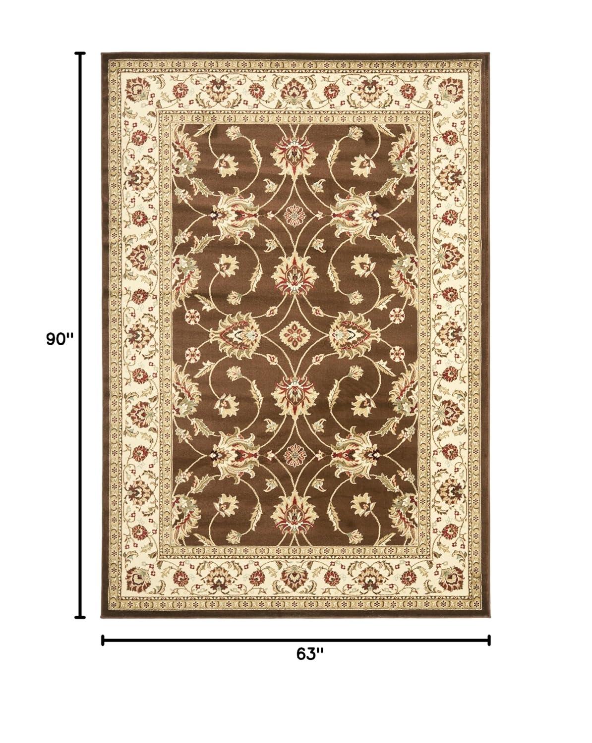 Lyndhurst LNH553 Power Loomed Area Rug - Brown/Ivory - 5'3"x7'6" - Safavieh