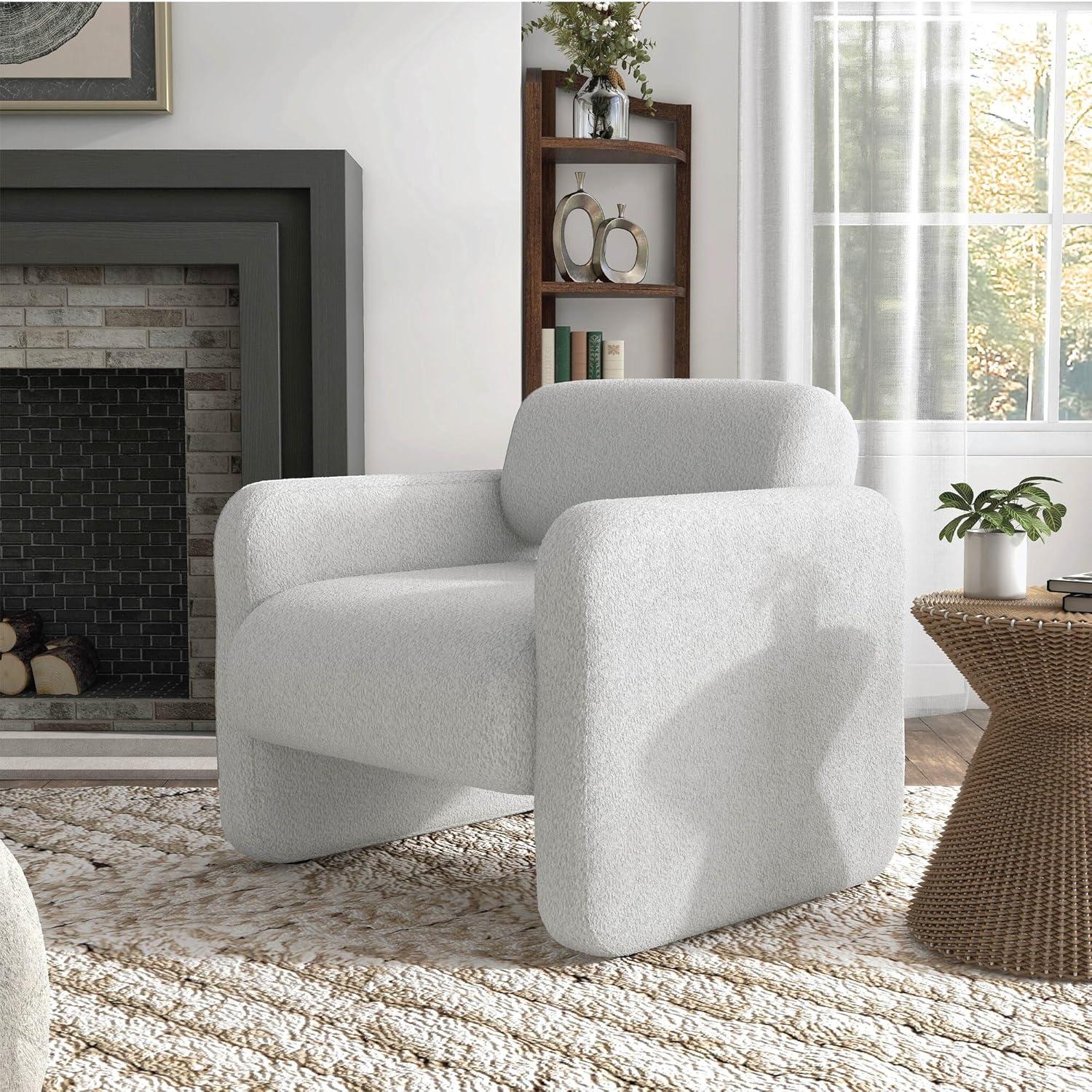 HOMES: Inside + Out Sanddrift Modern Boucle Upholstered Accent Chair