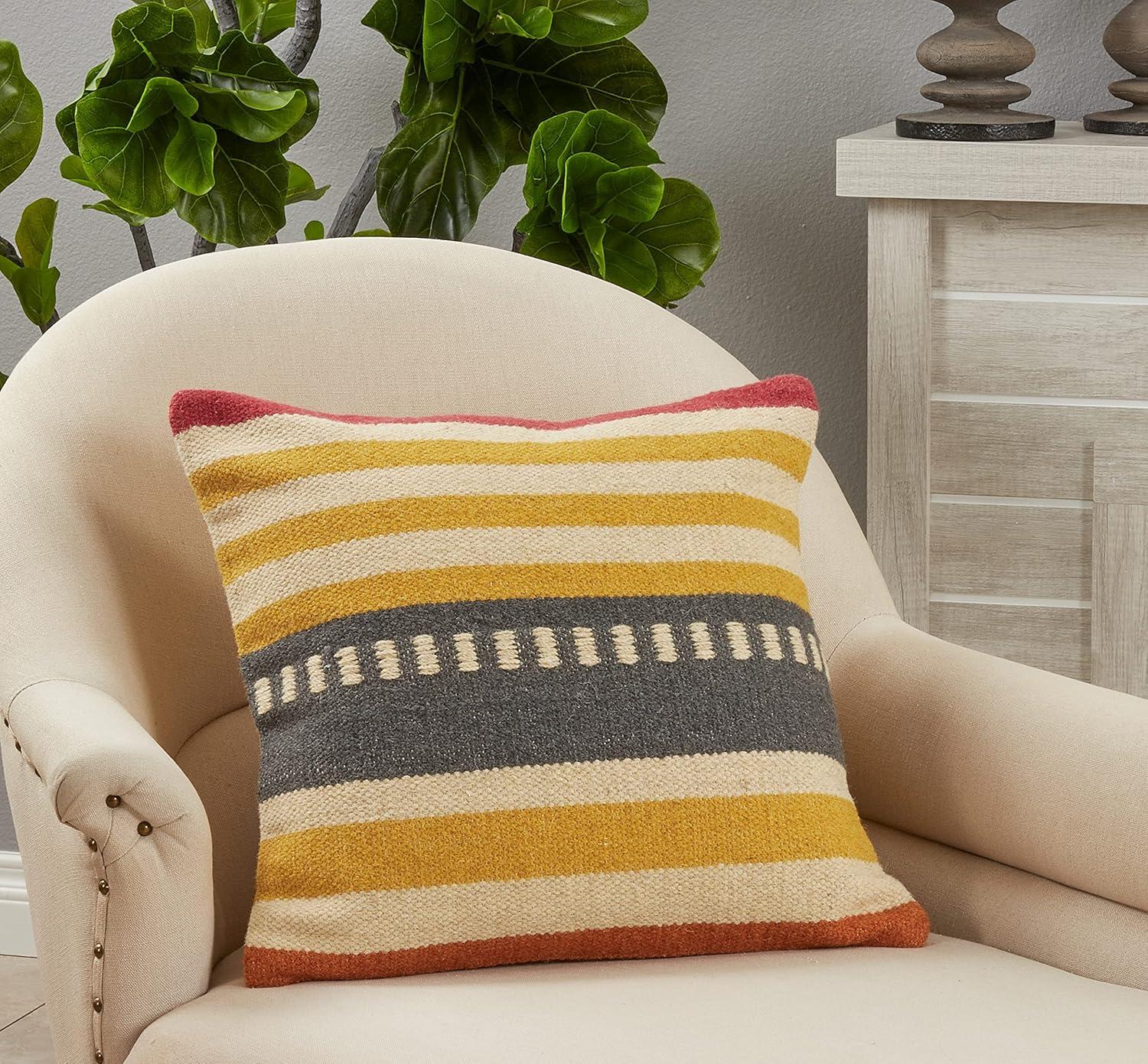 Multicolor 20" Square Kilim Cotton Throw Pillow