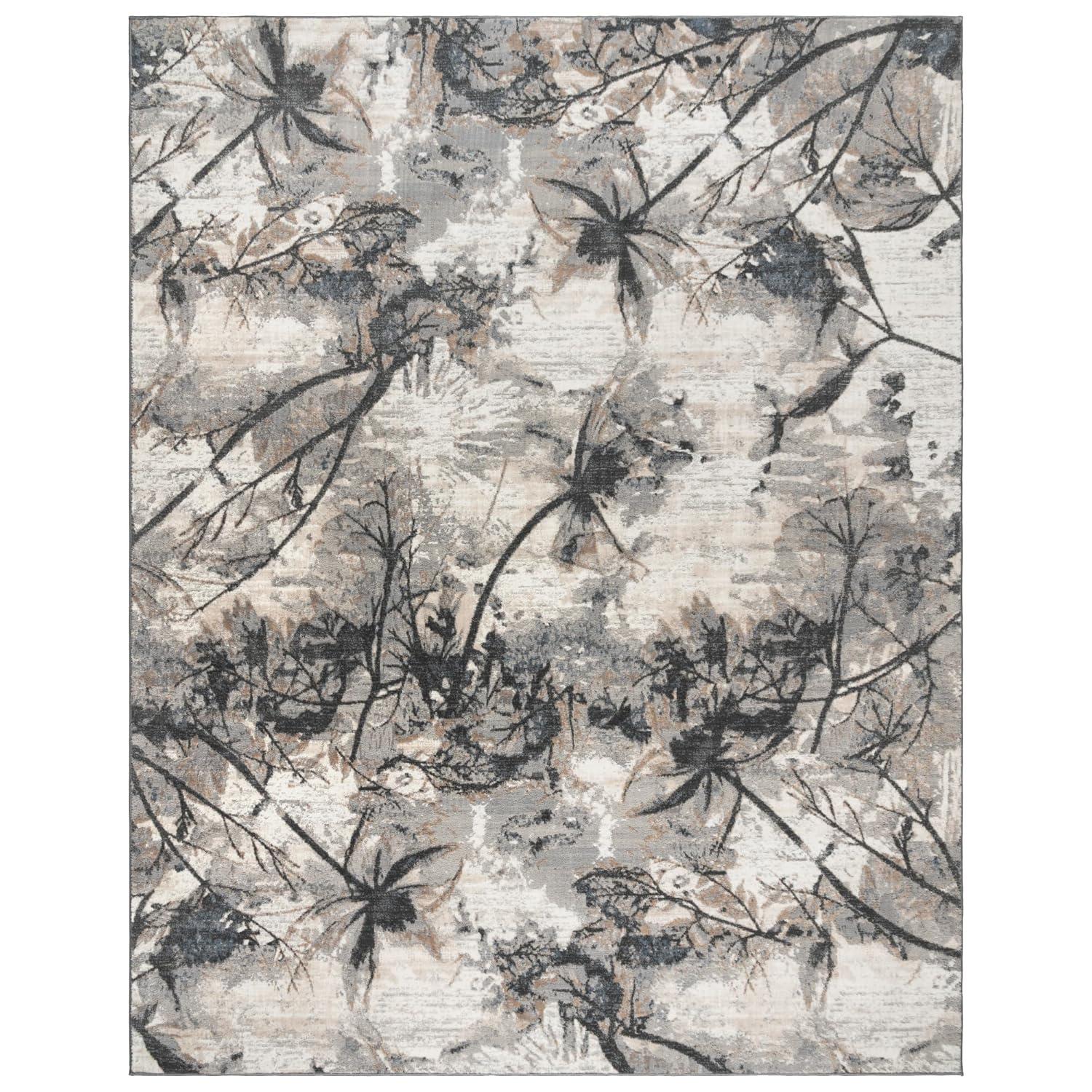 Gertmenian Gertmenian Quattro Scalia Gray/Ivory/Black Modern Abstract High-Low Area Rug