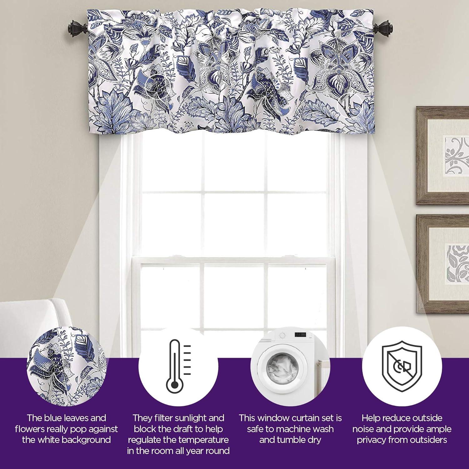 Lush Decor Cynthia Jacobean Floral Tailored 52'' W Window Valance in