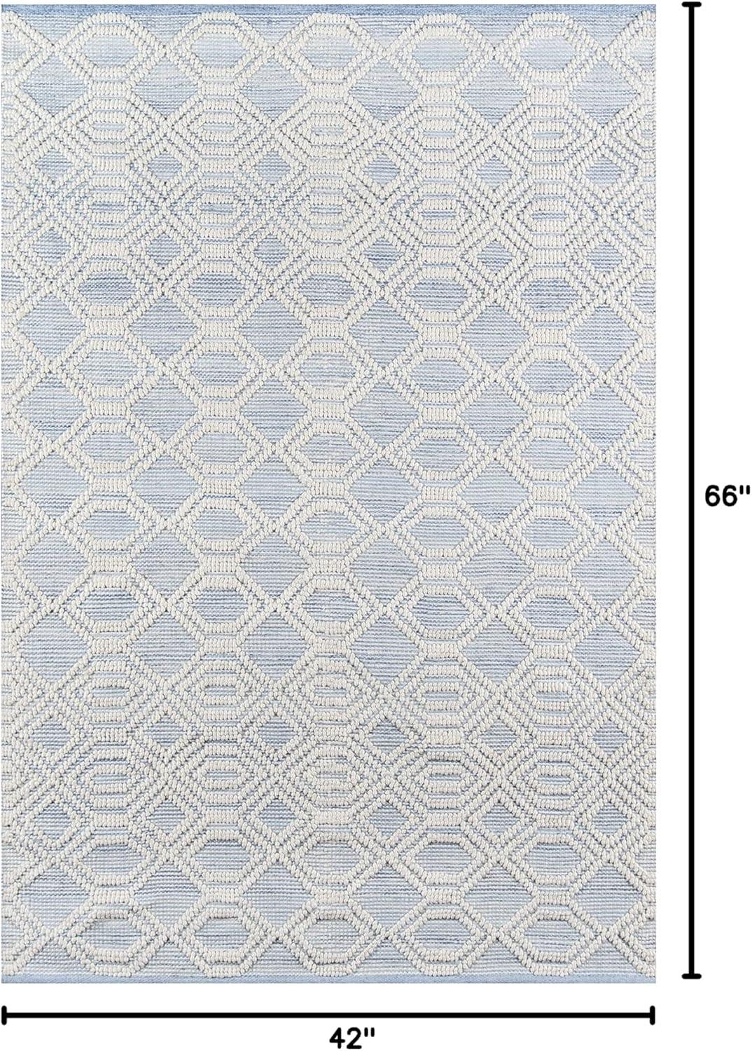 Handmade Tufted Blue Geometric Washable Area Rug