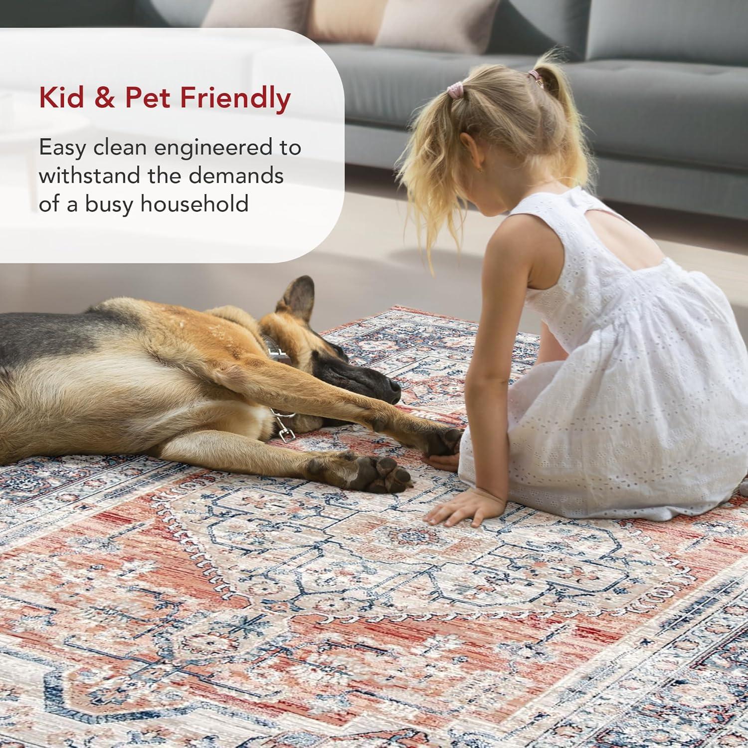 Nuloom Zara Medallion 3x5 Accent Indoor Area Rug for Living Room Bedroom Dining Room Entryway Kitchen, Rust/Blue