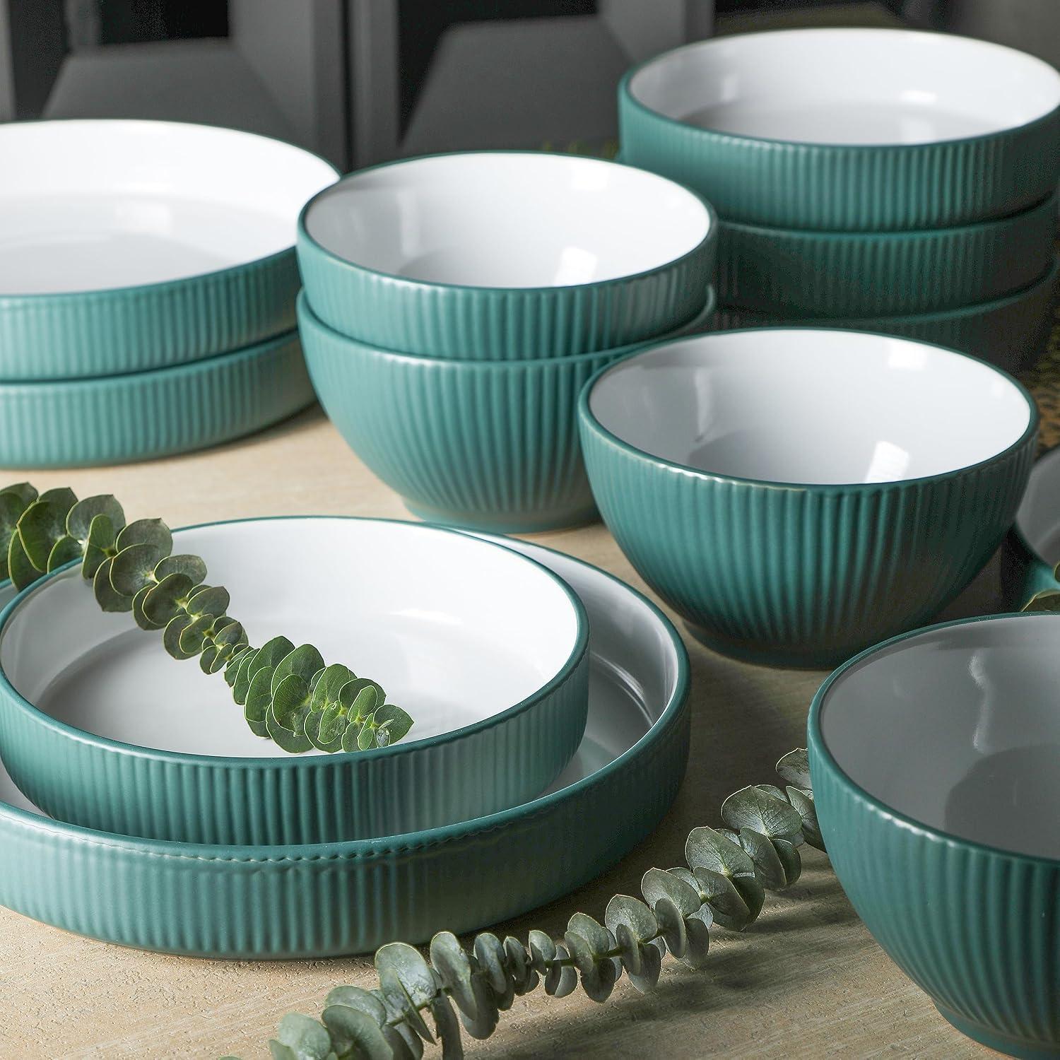 Christian Siriano Christian Siriano Larosso 24-Piece Dinnerware Set with Dinner Bowls and Pasta Bowls, Stoneware