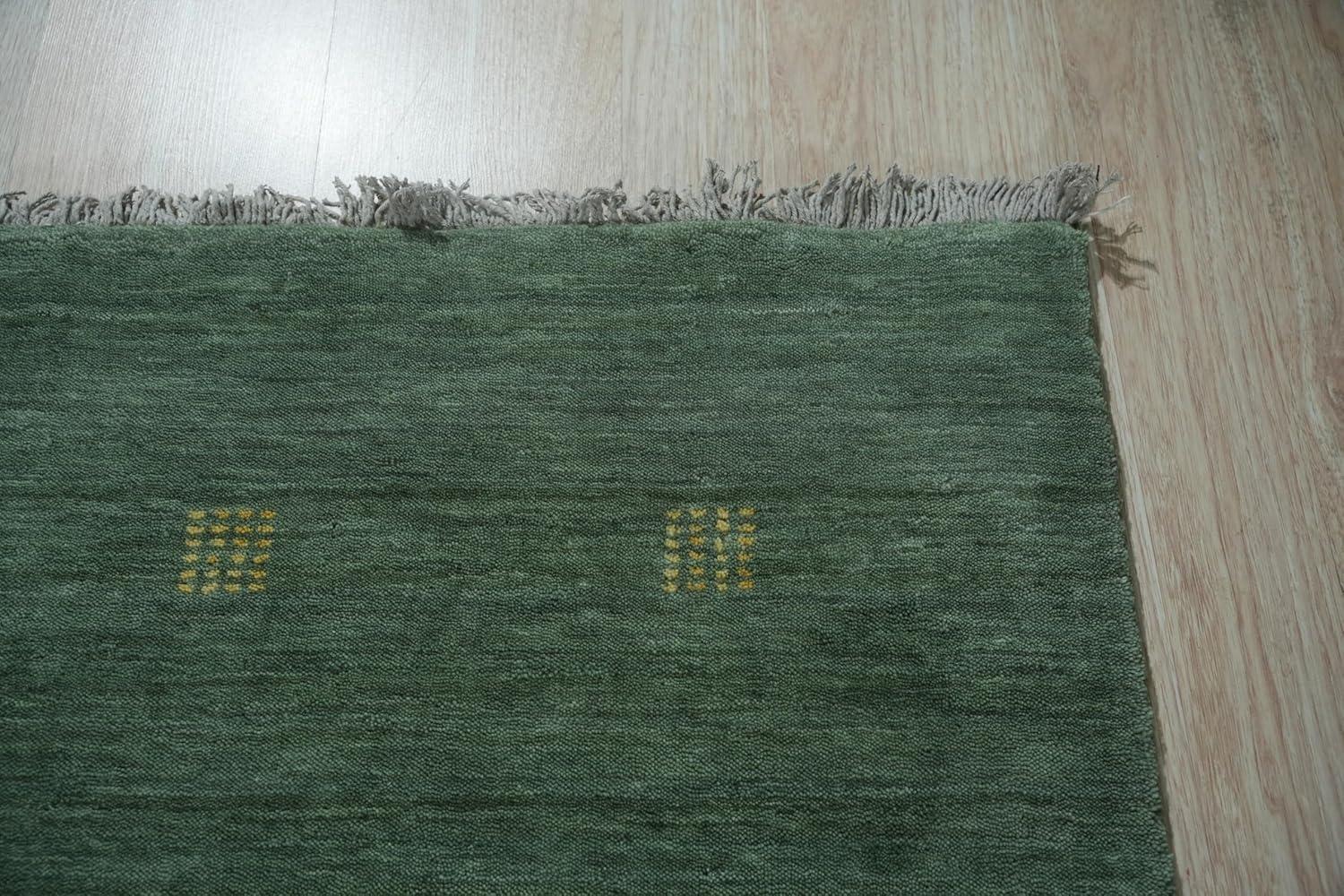EORC Green Hand Knotted Wool Contemporary Lori Baft Rug, 9' x 12'