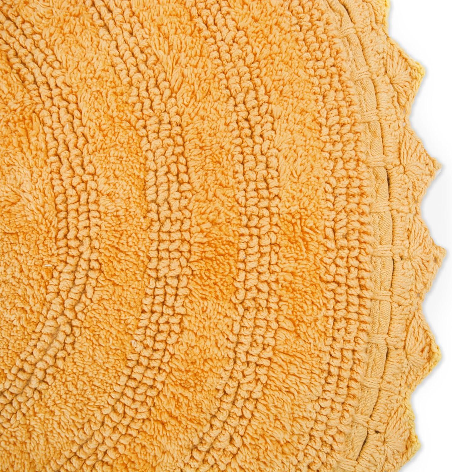 Design Imports Yellow Round Crochet Bath Mat