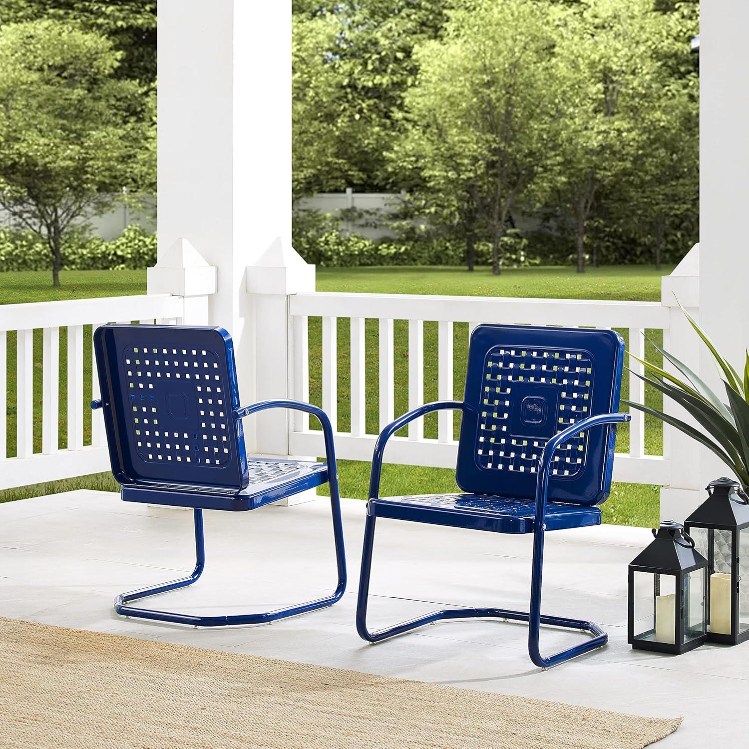 Bates 2pk Outdoor Metal Chairs - Navy - Crosley