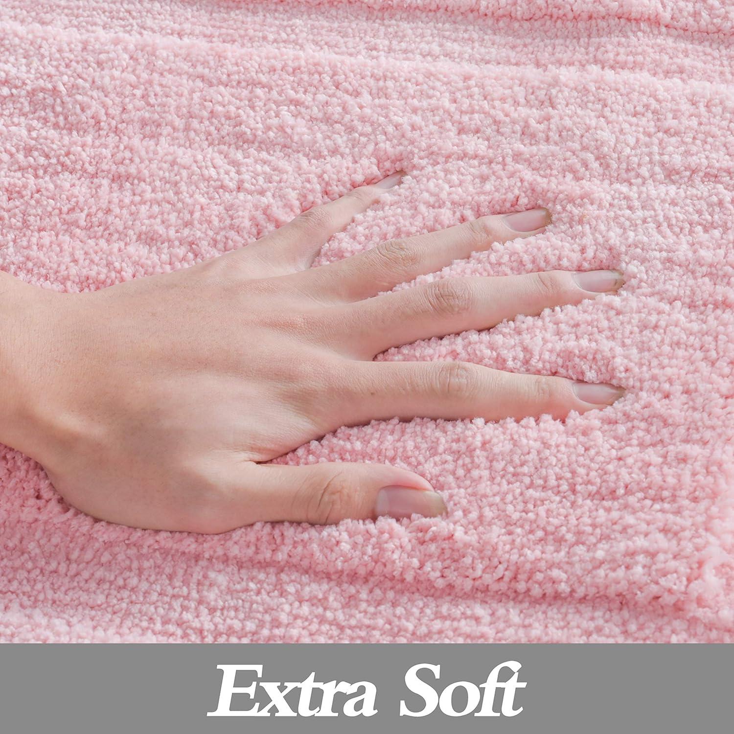 Pink Microfiber Non-Slip Waterproof Bath Mat