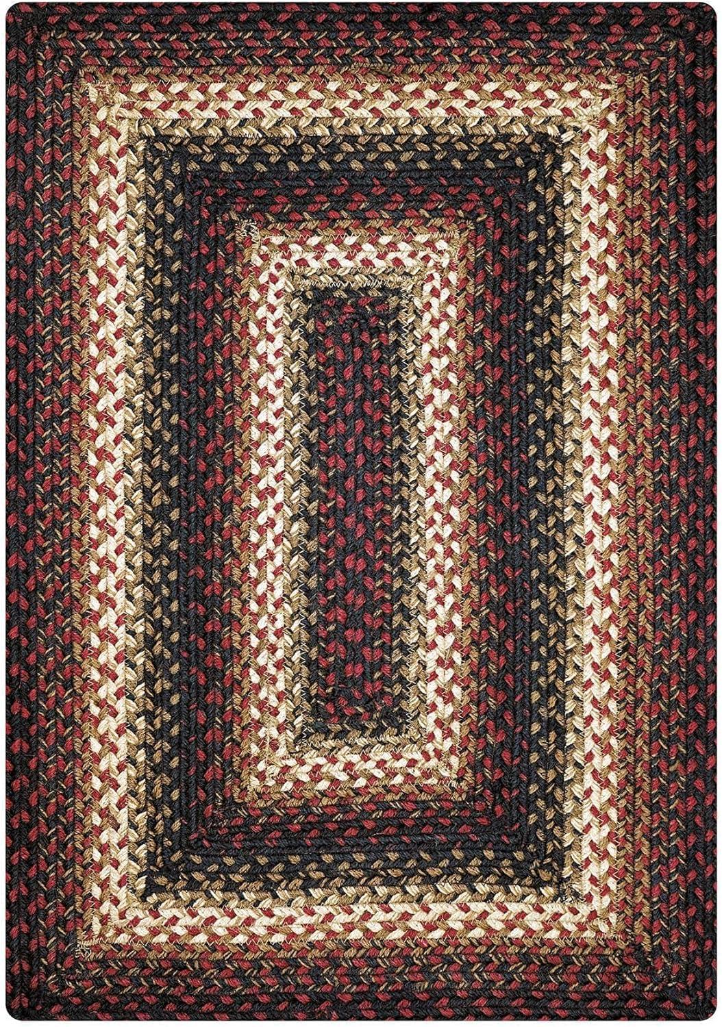 Homespice Midnight Moon Washable 8x10' Rug for Living Room, Bedroom Rug and Dining Room, Indoor-Outdoor Patio Rug Pet Friendly. Decor Style- Farmhouse Rug, Rustic, Country, Black Braided Rug