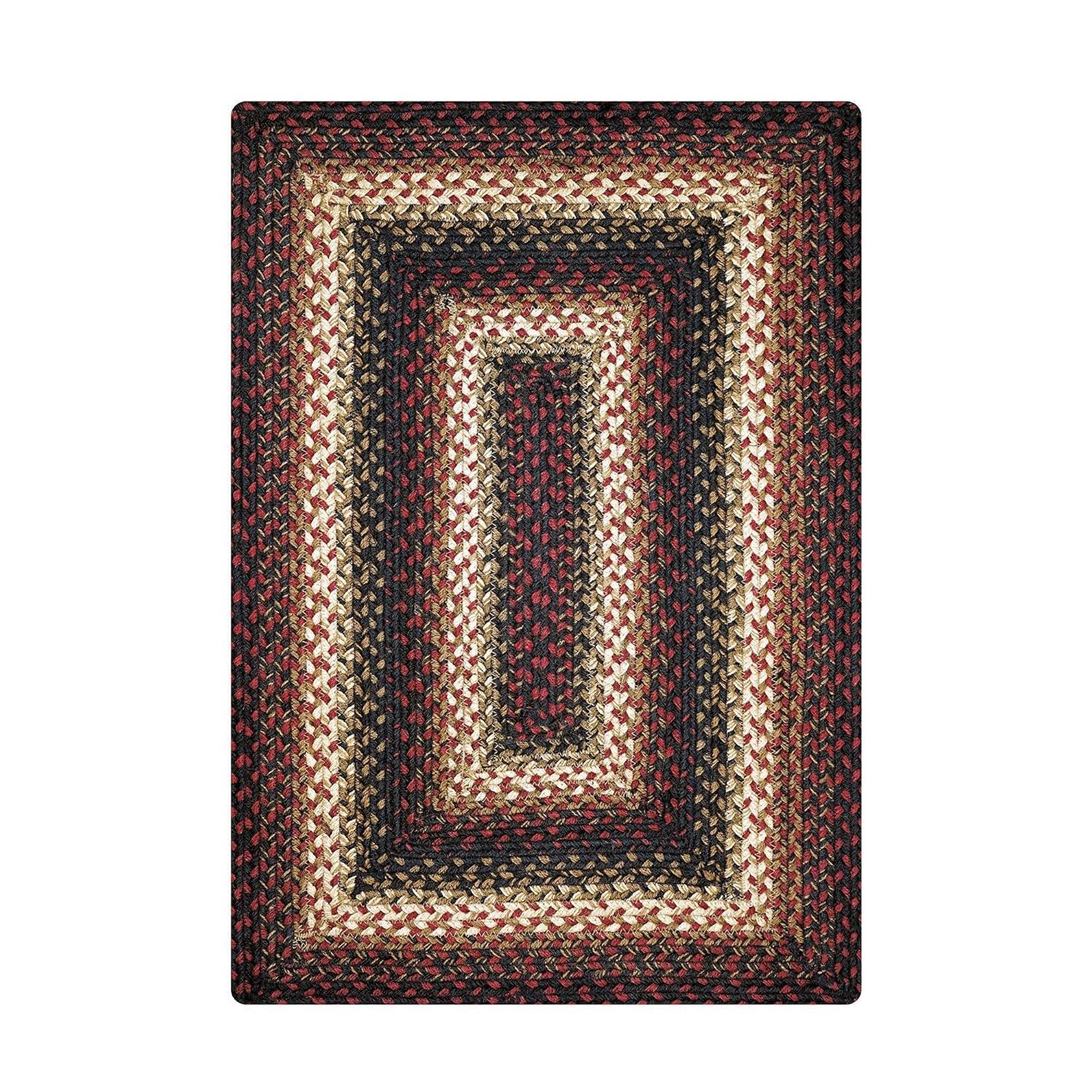 Homespice Midnight Moon Washable 8x10' Rug for Living Room, Bedroom Rug and Dining Room, Indoor-Outdoor Patio Rug Pet Friendly. Decor Style- Farmhouse Rug, Rustic, Country, Black Braided Rug