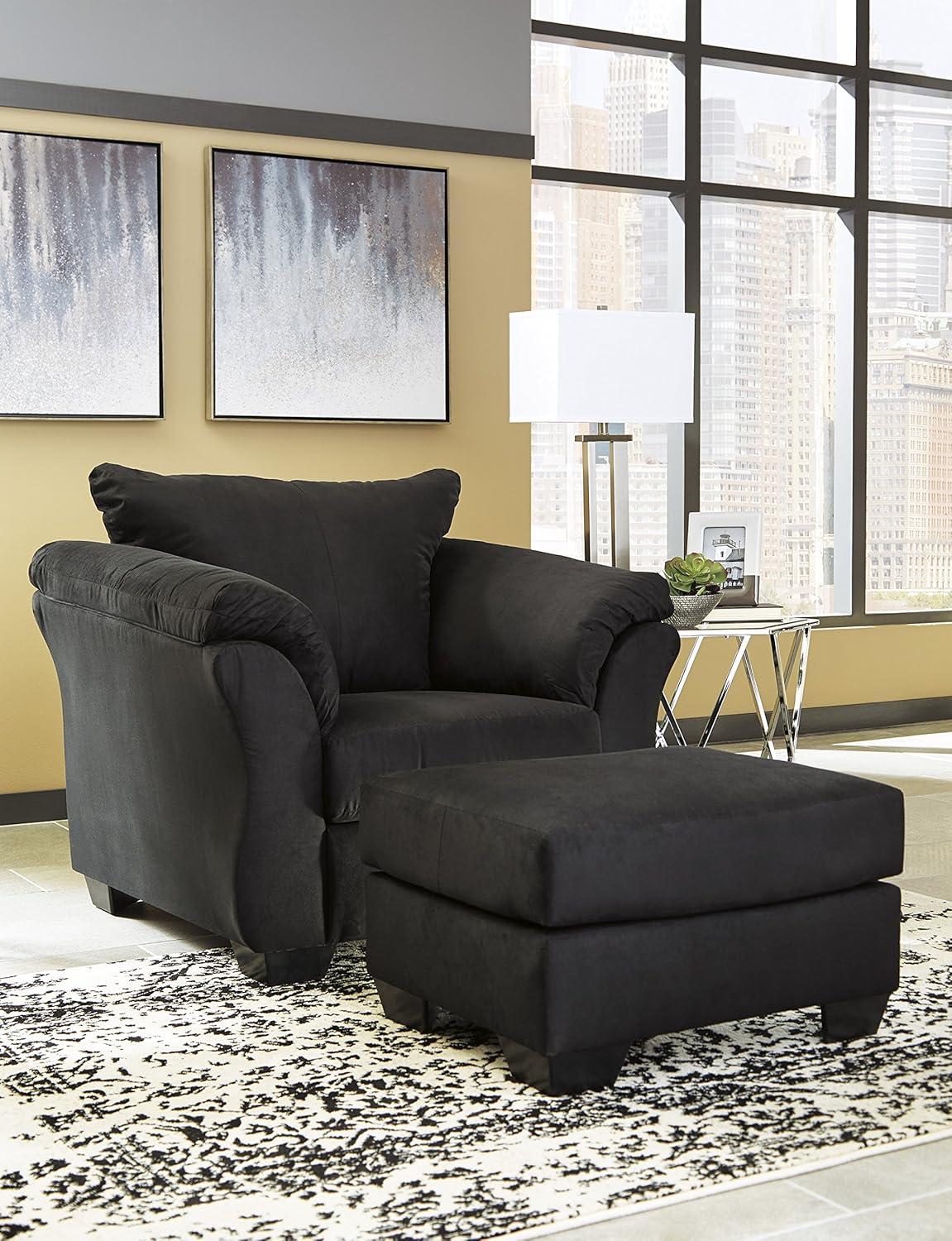 Signature Design by Ashley Contemporary Darcy Ottoman Microfiber Black