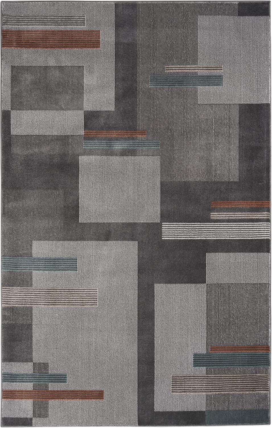 Thalia Geometric Grey Multicolor 5'3" x 7'3" Easy-Care Area Rug