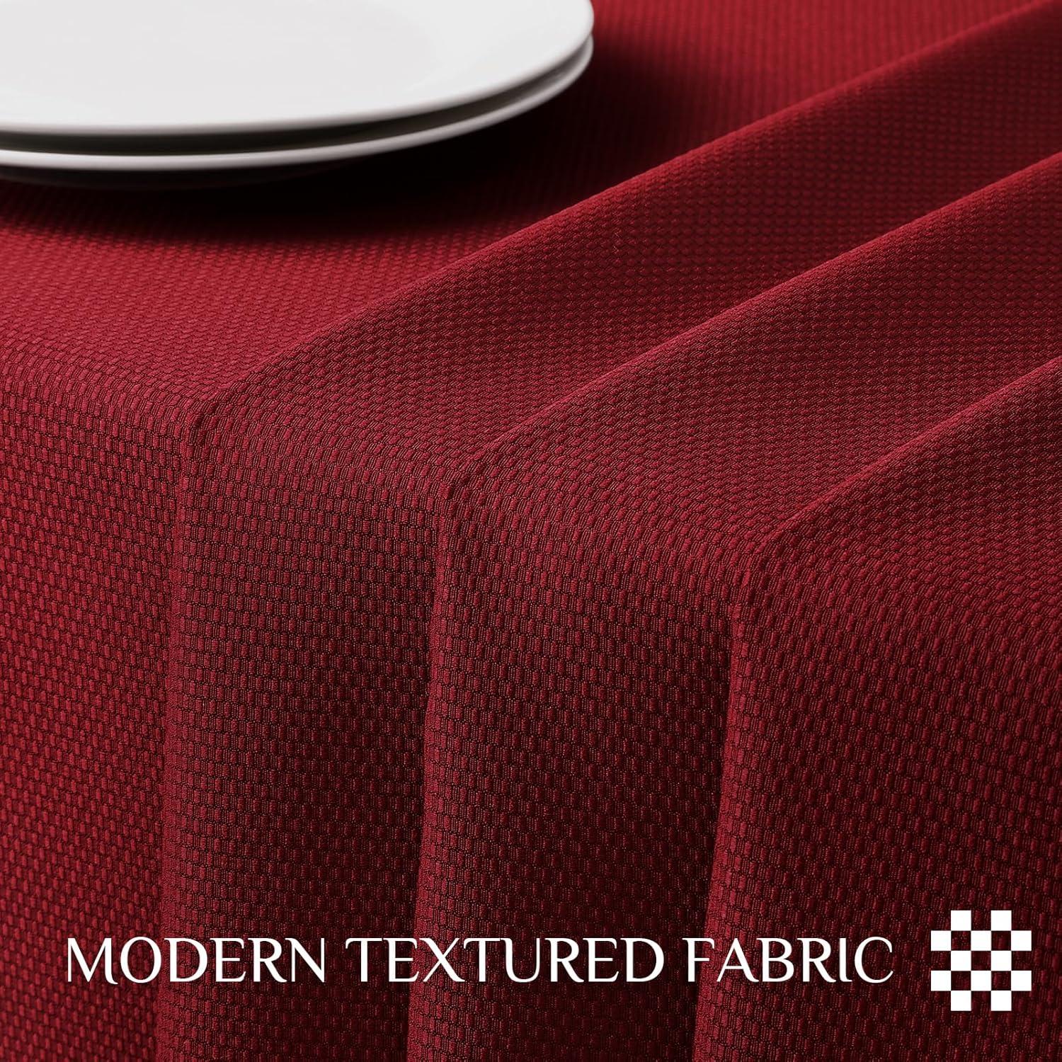 Softalker Linen Textured Rectangle Tablecloth,Waterproof Wipeable Farmhouse Burlap Table Cloth, Stain Resistant Wrinkle Free Table Covers for Kitchen Dining Holiday Party (60 x 84, Red)