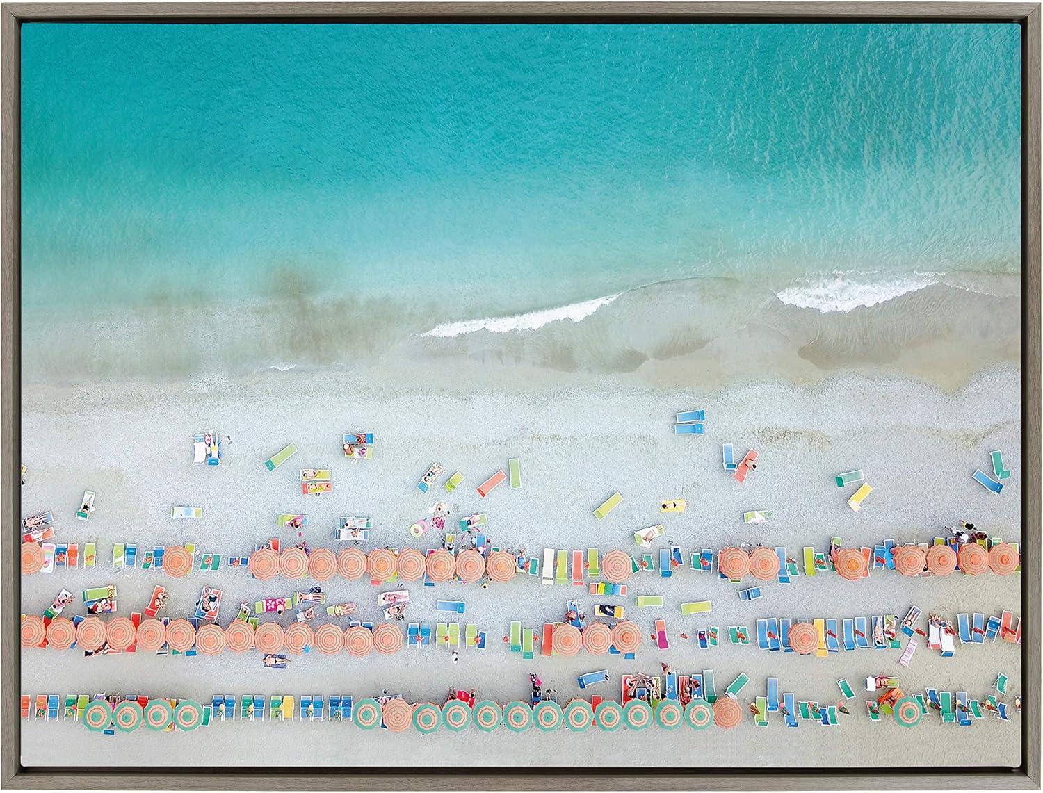 Monterosso Beach Aerial View Framed Canvas Art