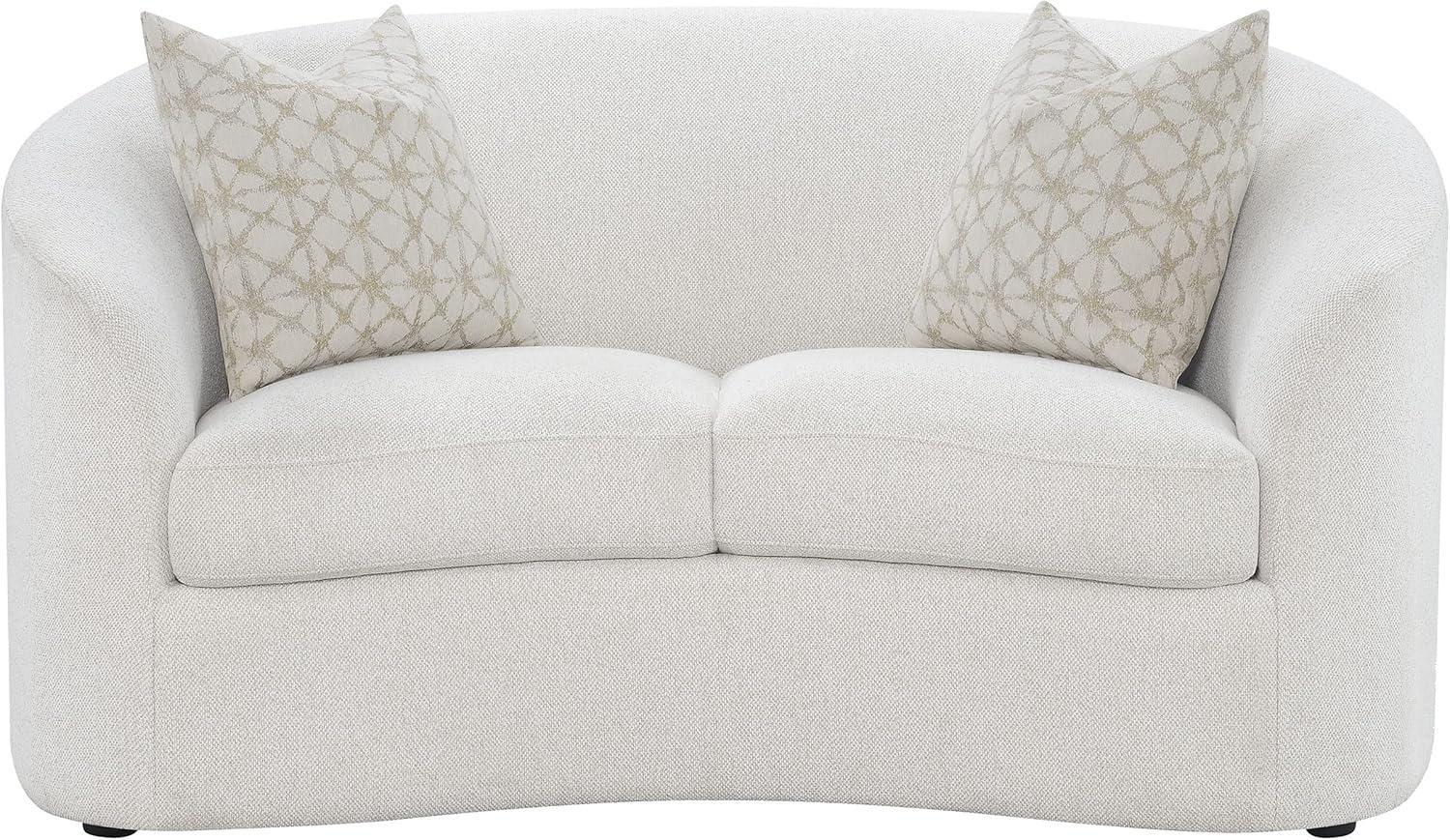 Coaster Company 2 Piece Mid Century Boucle Sofa And Loveseat Set Latte