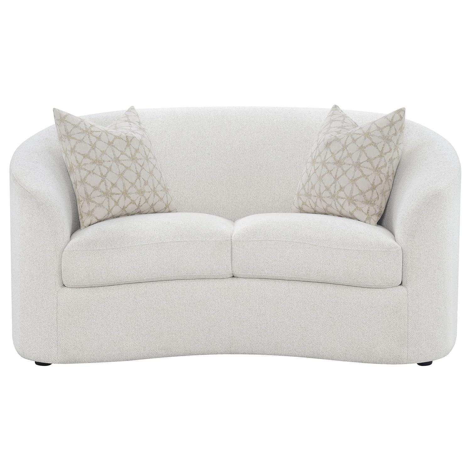 Coaster Company 2 Piece Mid Century Boucle Sofa And Loveseat Set Latte