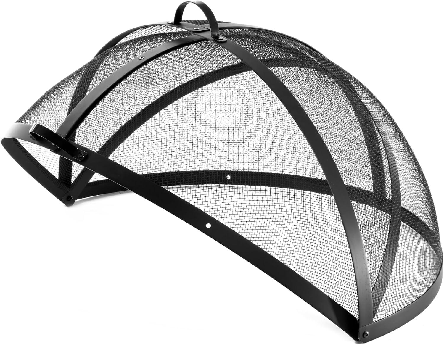 SUNCREAT Heavy-Duty Fire Pit Screen, Steel Mesh Round Spark Screen with Handle, 36 inch