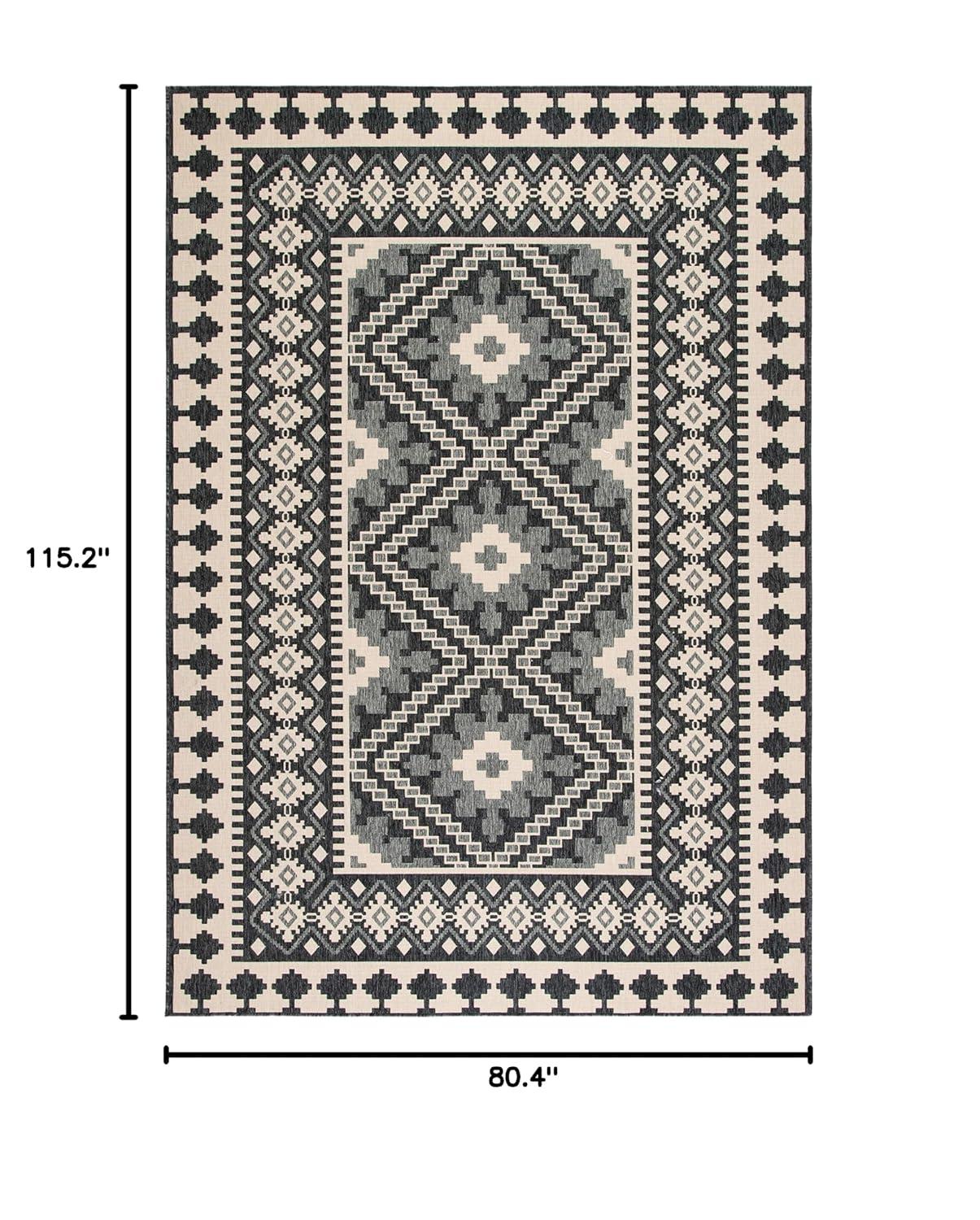 Veranda VER099 Power Loomed Indoor/Outdoor Area Rug - Ivory/Grey - 6'7"x9'6" - Safavieh.