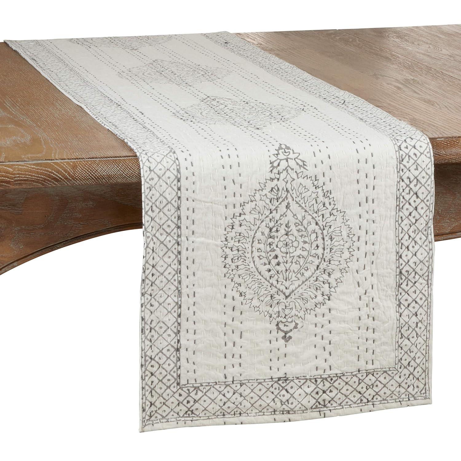 Bungalow Rose O'Connell Damask 100% Cotton Table Runner