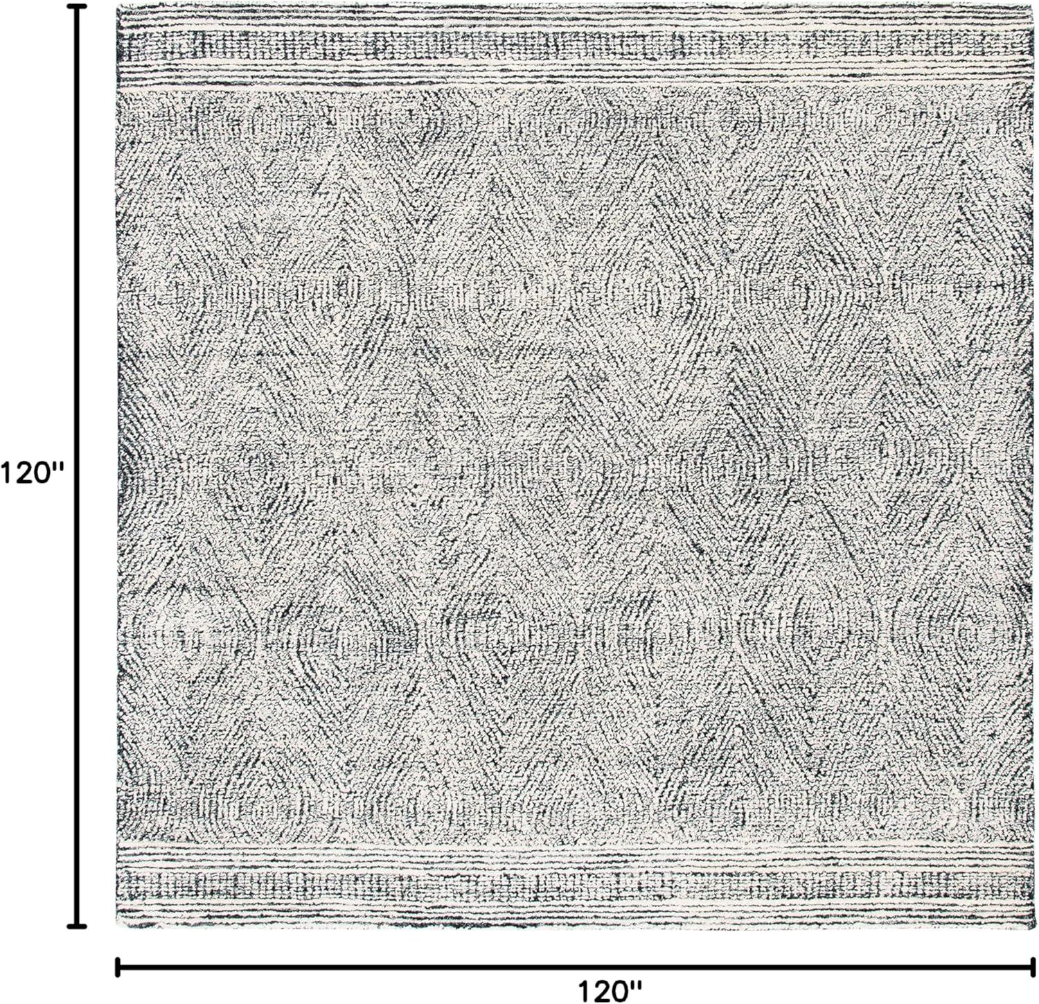 SAFAVIEH Abstract Caelestinus Ogee Wool Area Rug, Ivory/Charcoal, 10' x 10' Square