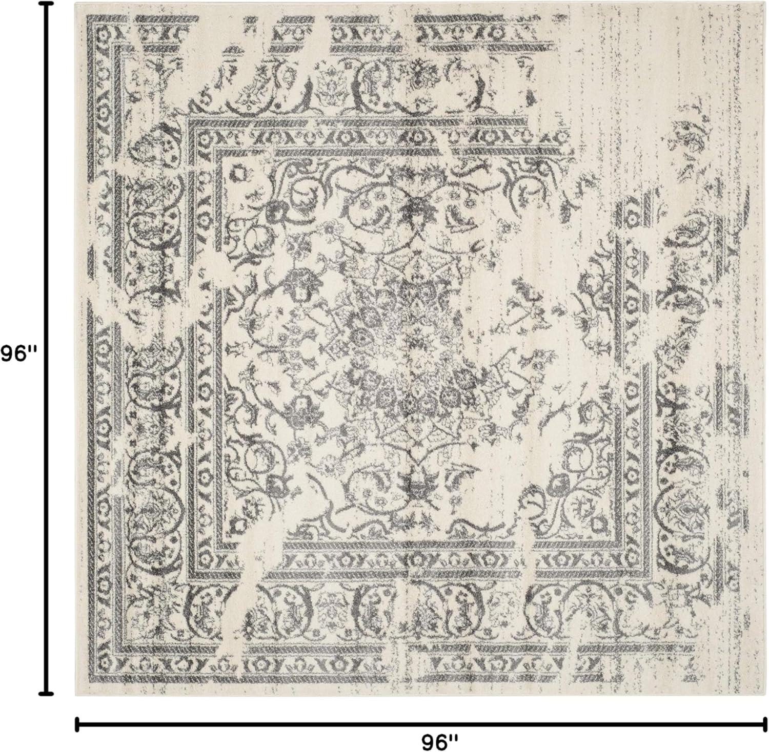 Adirondack ADR101 Power Loomed Area Rug - Silver/Black - 8'x8' - Safavieh.