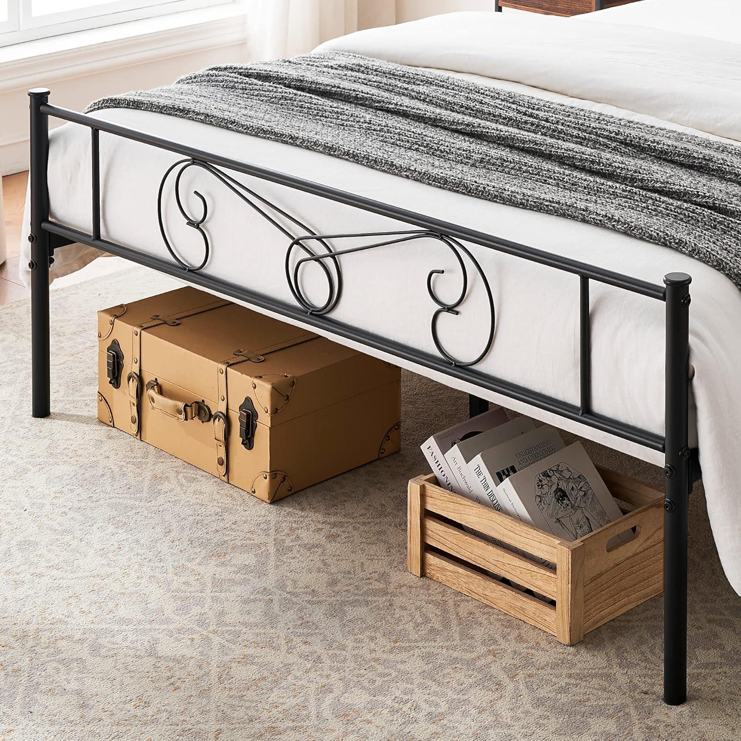 Yartaka Queen Bed Frame Platform with Headboard and Footboard Metal Bed Mattress Foundation with Storage No Box Spring Needed Black